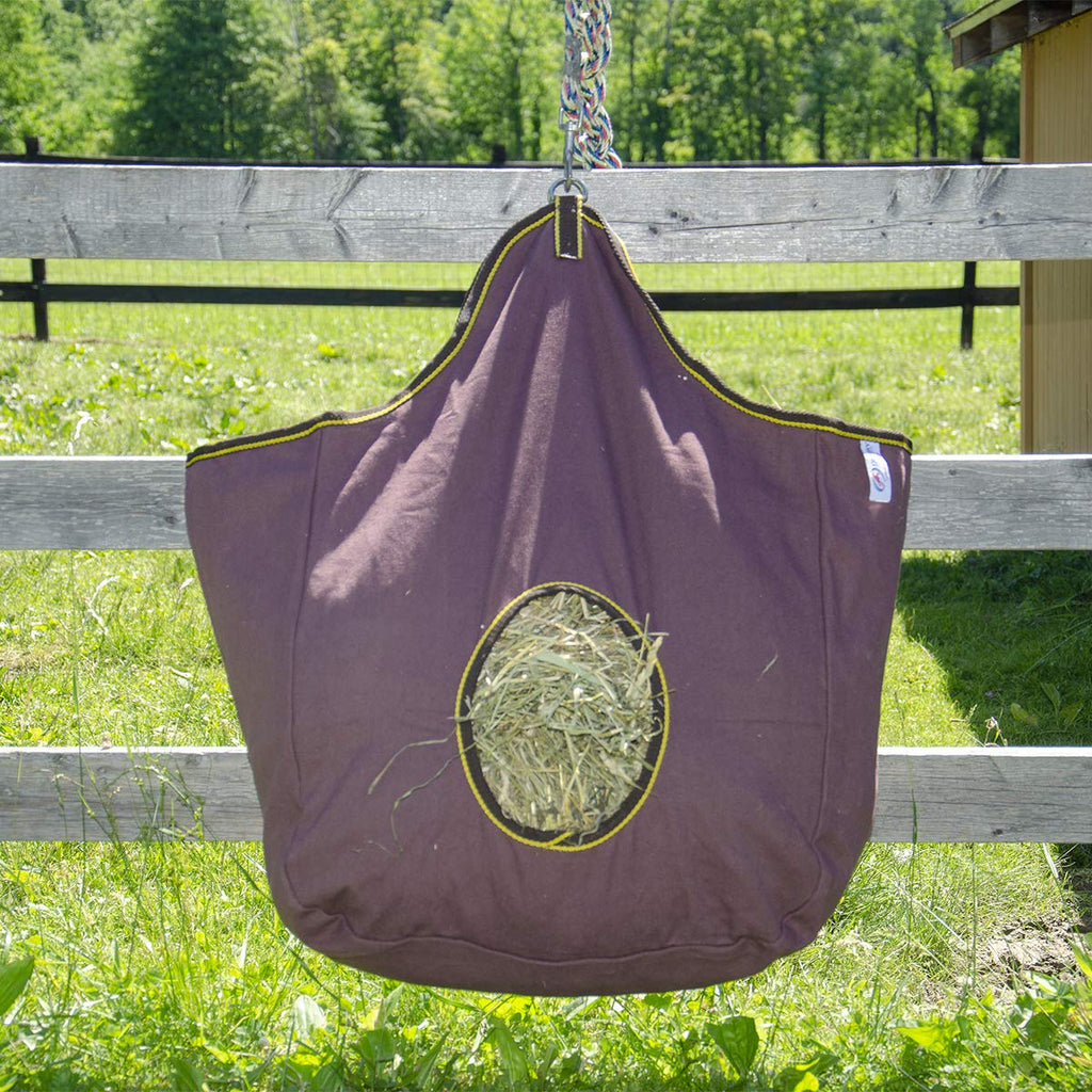 Tahoe Tack Pair of 2 Extra Wide 19" x 12" x 20" with 7" Diameter Circular Opening Canvas Hay Bags for Horses and Livestock Fits 3-4 Large Flakes of Hay
