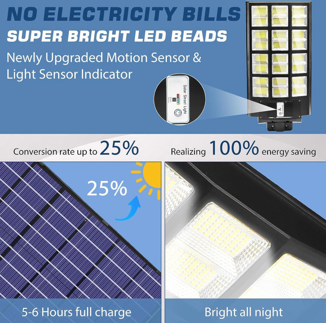 4800W LED Street Light Outdoor - [Warm White] 3000K Solar Street Lights , Dusk to Dawn, Motion Sensor With Remote