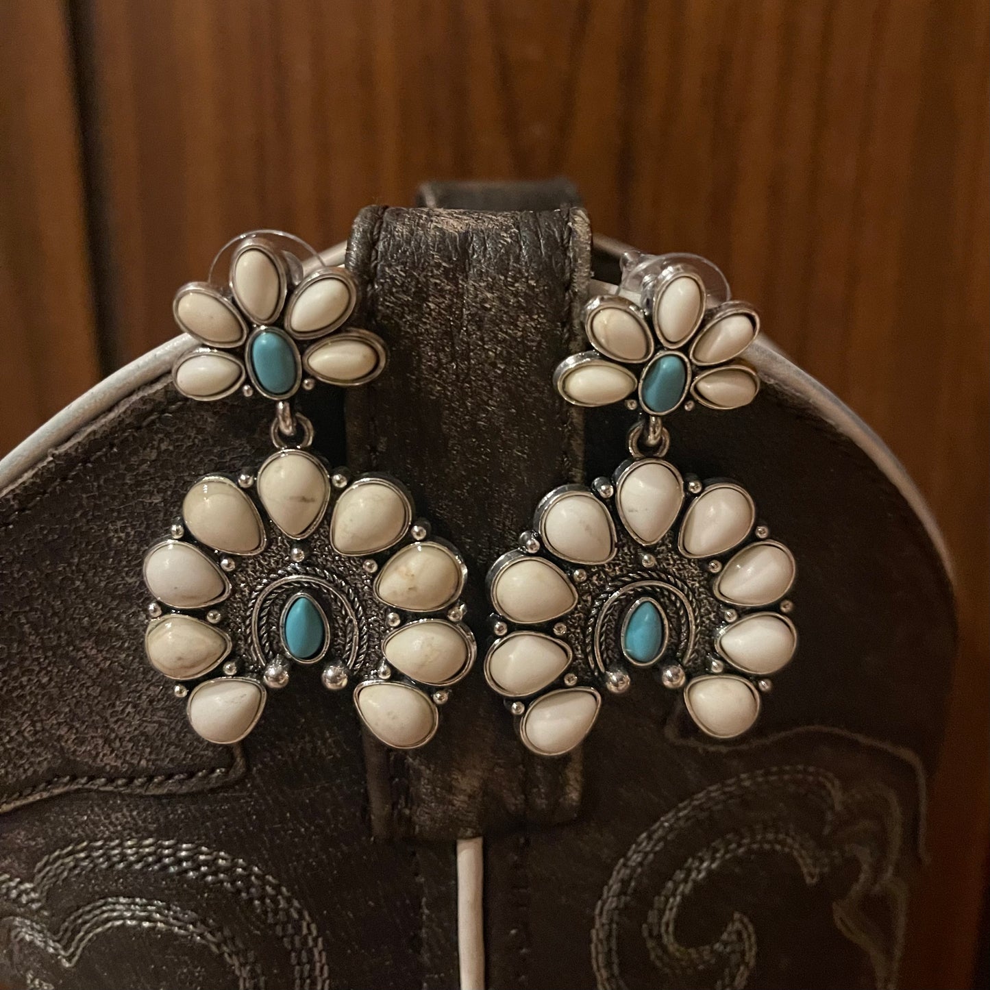 Women's Vintage & Stylish Bohemian Dark & White Turquoise Earrings