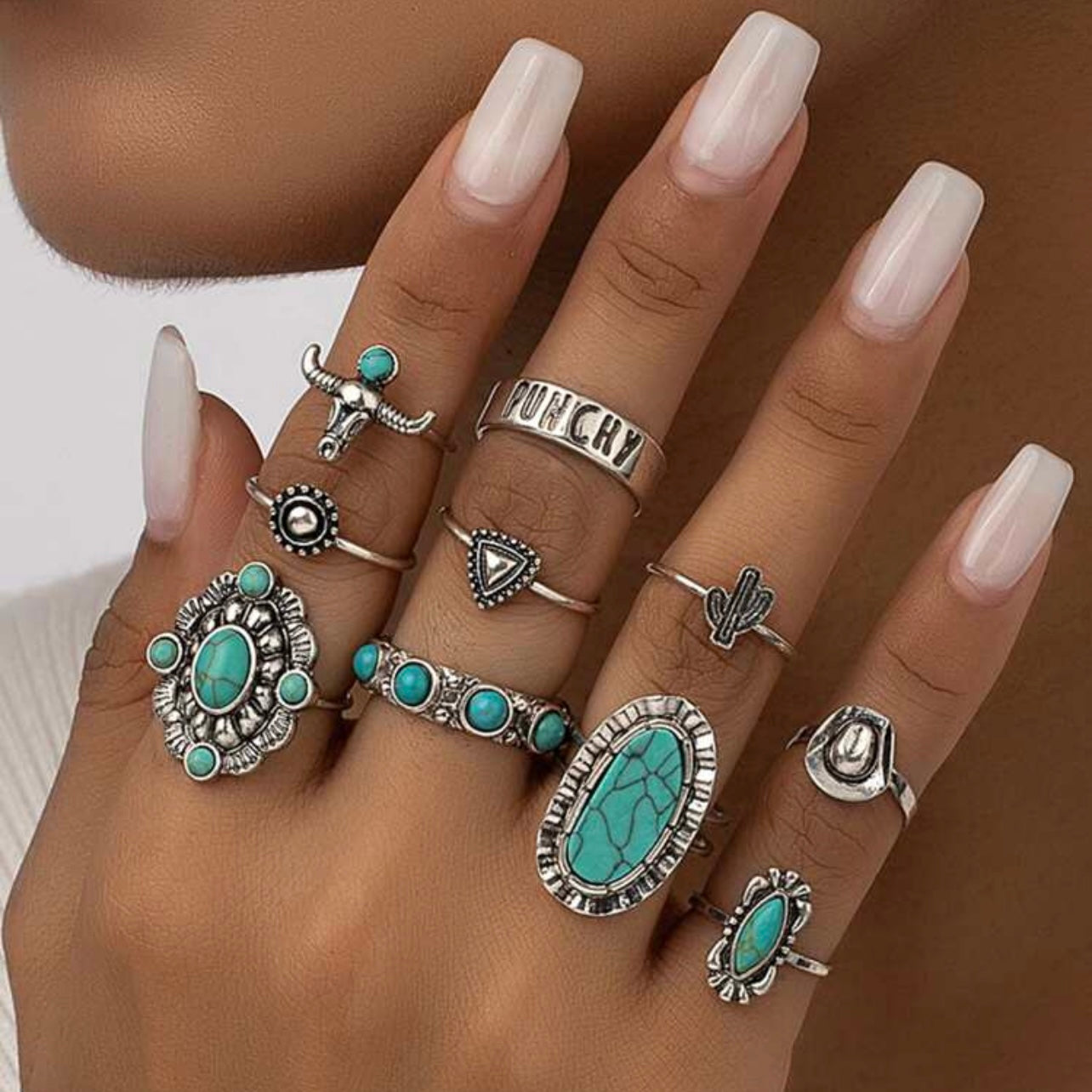 10 pack western style rings