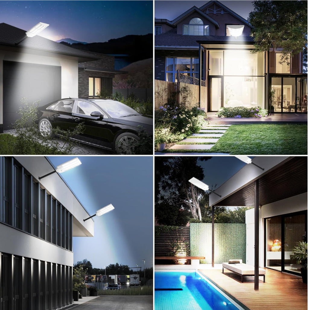 2500W Solar Street Light Outdoor Waterproof, 6500K Motion Sensor Lights Dusk to Dawn, 200,000LM Wall Light with Remote Control