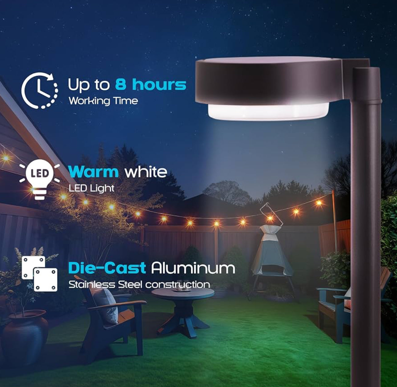 Energizer 20 Lumen Set of 4 Down light Aluminum Solar Pathway Lights