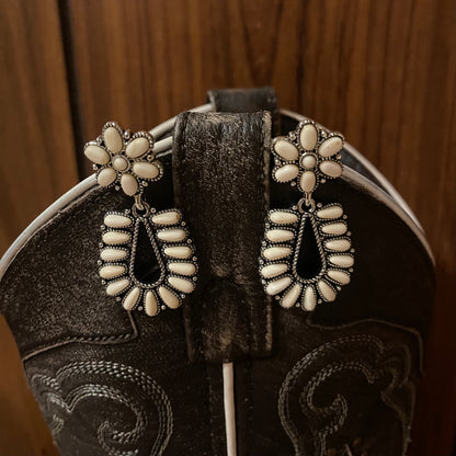 White Vintage Boho Style Earrings