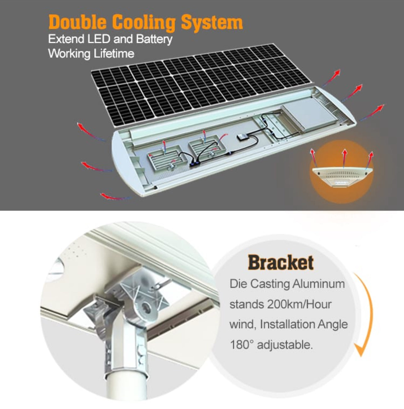 2400w Self Cleaning Solar Street Light Diecast Aluminum