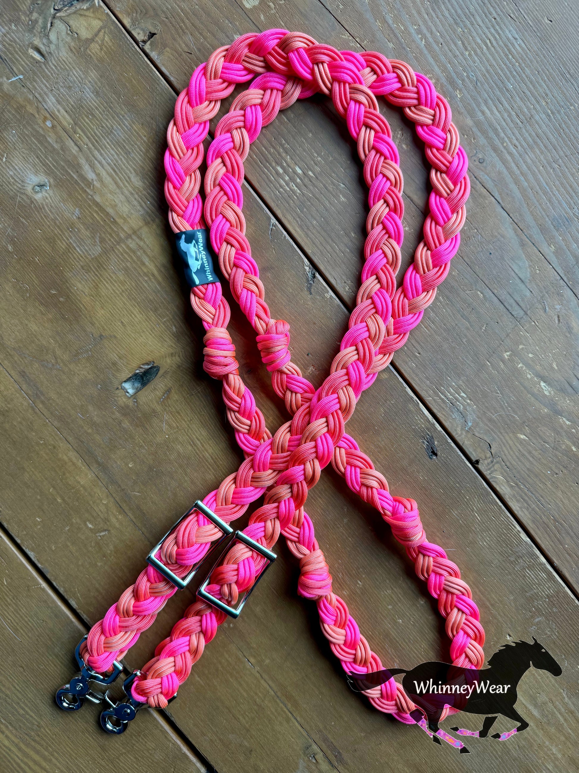 8ft Pink & Orange Braided Reins