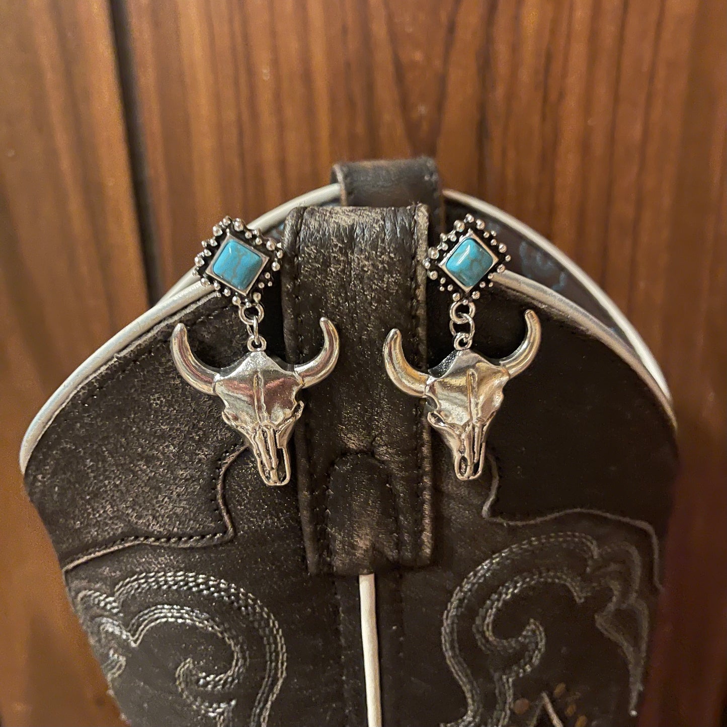 Western Style vintage bull head earrings