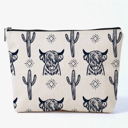 Western cow theme make-up bag