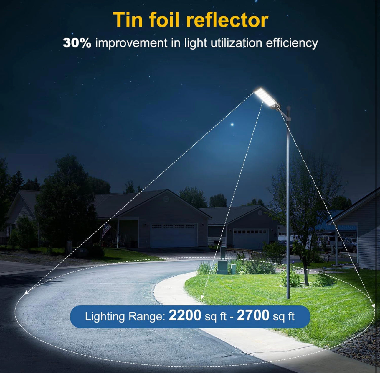 2200W Solar Street Light Parking Lot Lights, 6500K Solar Led Outdoor Lights, Solar Lights Outdoor Waterproof, Dusk to Dawn