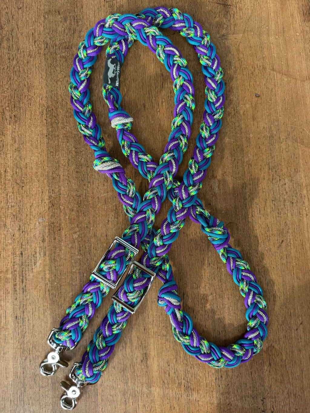 8ft Peacock Rhinestone Braided Reins