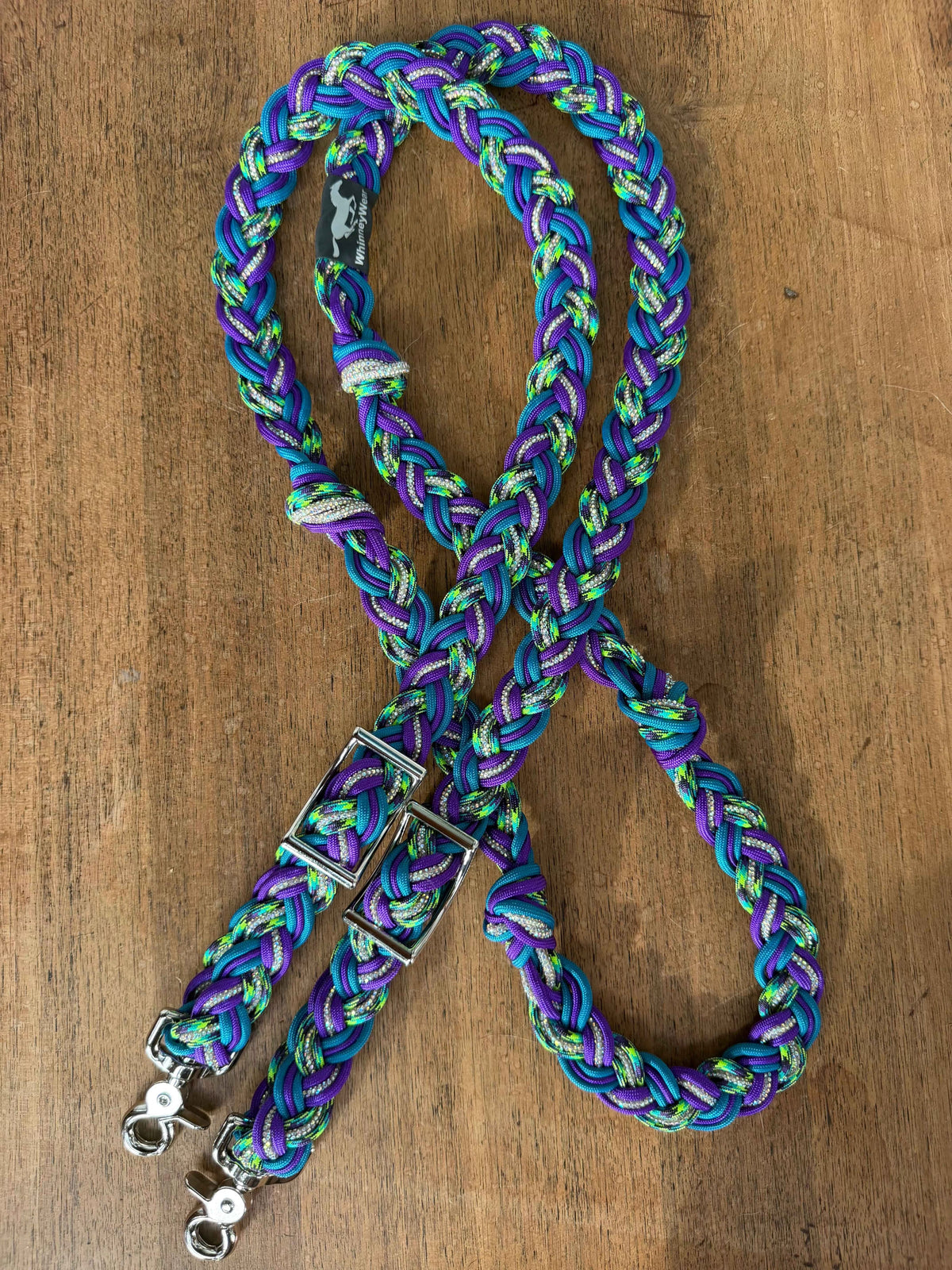 8ft Peacock Rhinestone Braided Reins
