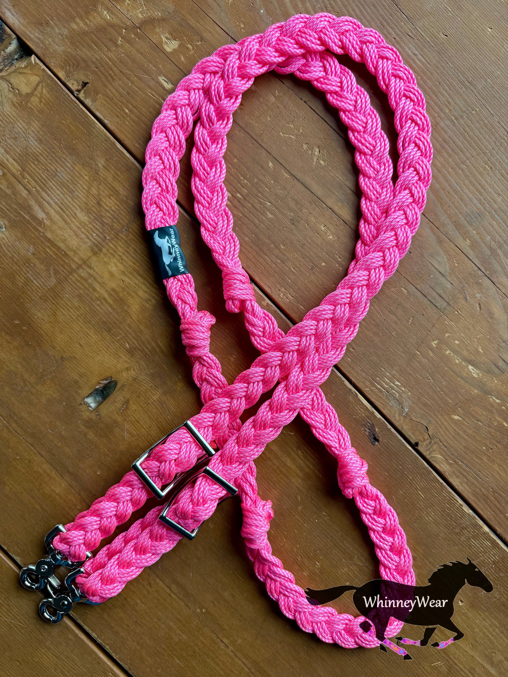 8ft Neon Pink Twist Braided Reins