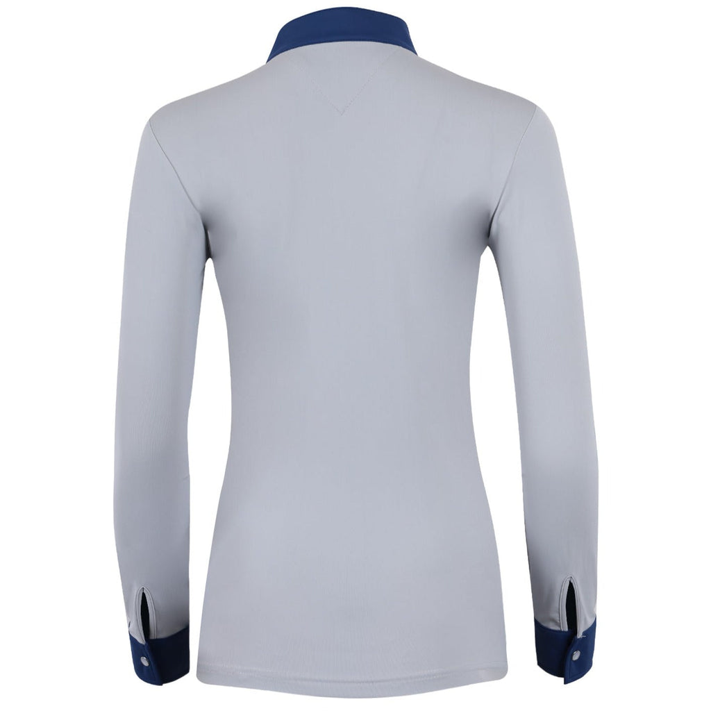Roxana - French Gray & Cadet Blue Long Sleeve Riding Shirt