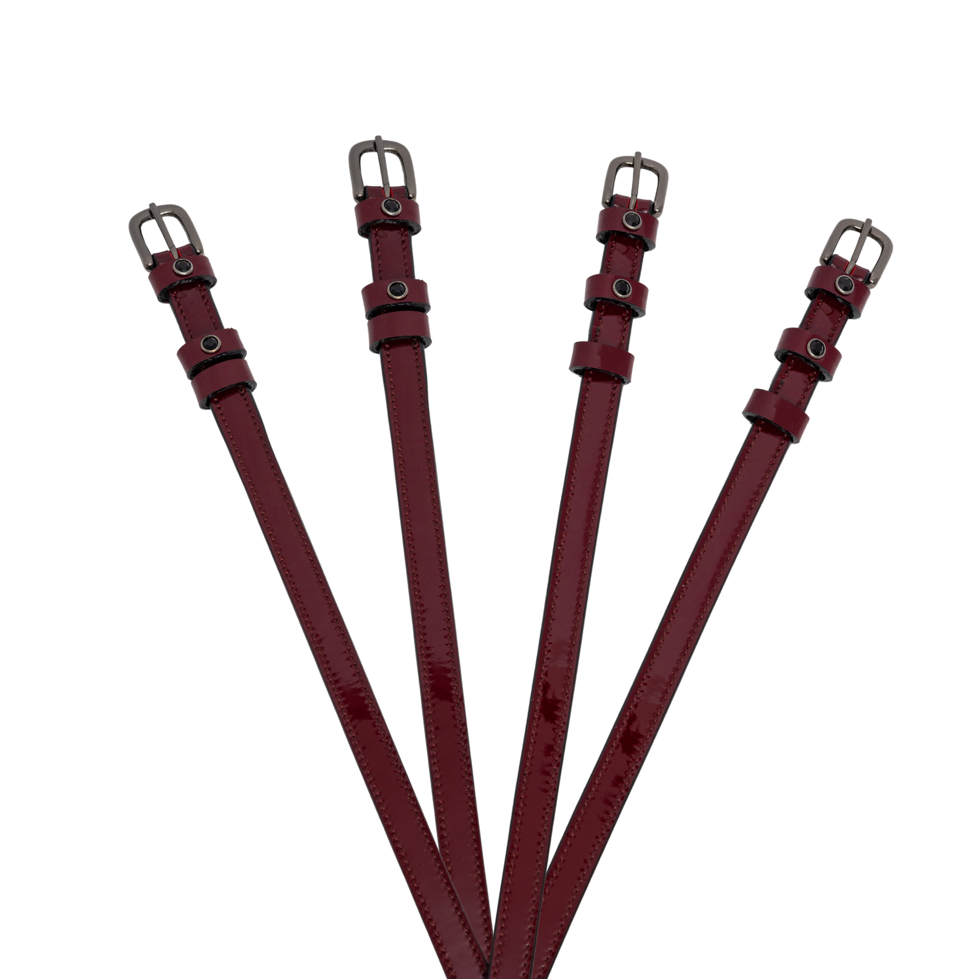 Hayworth Burgundy Patent Leather Spur Straps