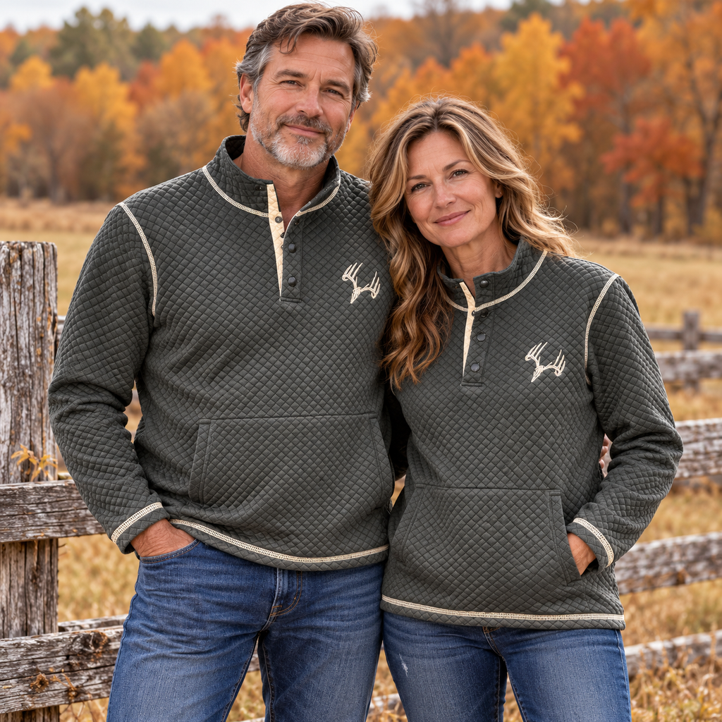 Whitetail Co. Rut Line Waffle 1/4 Button Sweatshirt
