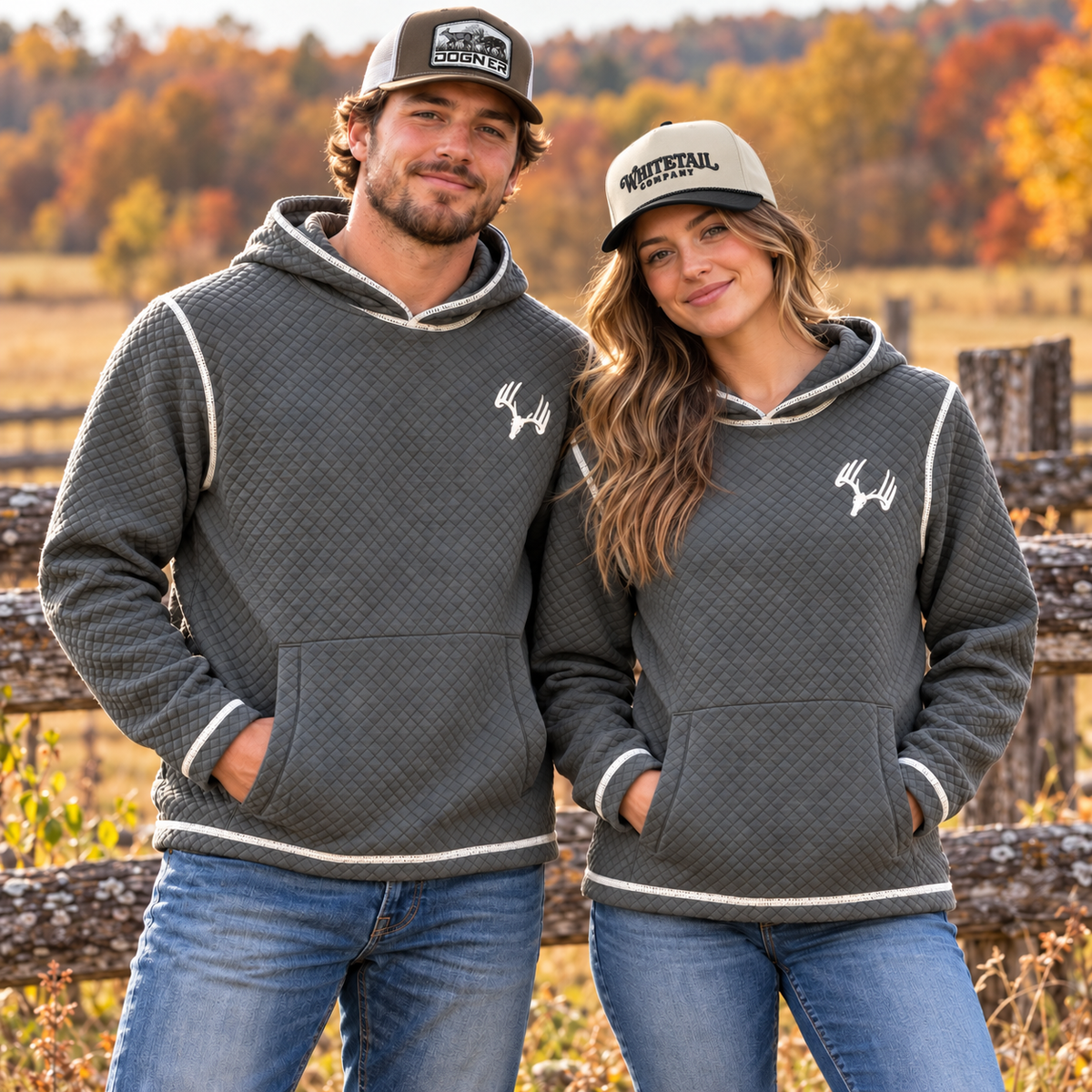 Whitetail Co. Rut Line Waffle Hoodie Black (SIZE UP)