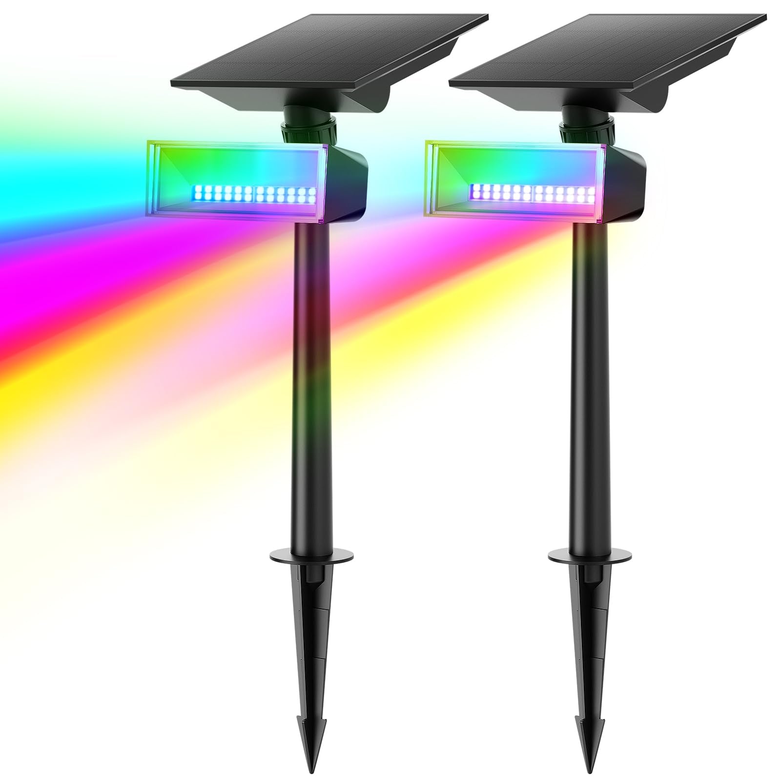 2 Pack SmartYard Upgraded Solar Spotlight with 360° Independently Adjustable , 600 Lumen Outdoor, Waterproof