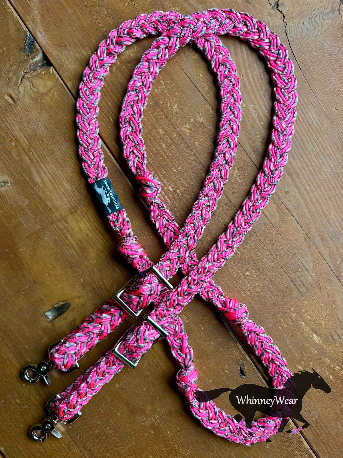 8ft Pink Camouflage Braided Reins