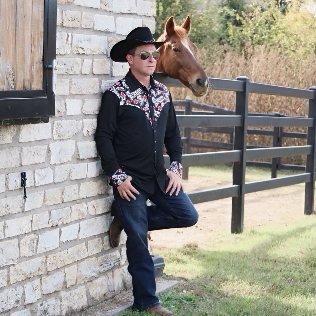 Mens Risky Business Pearl Snap Rodeo Shirt