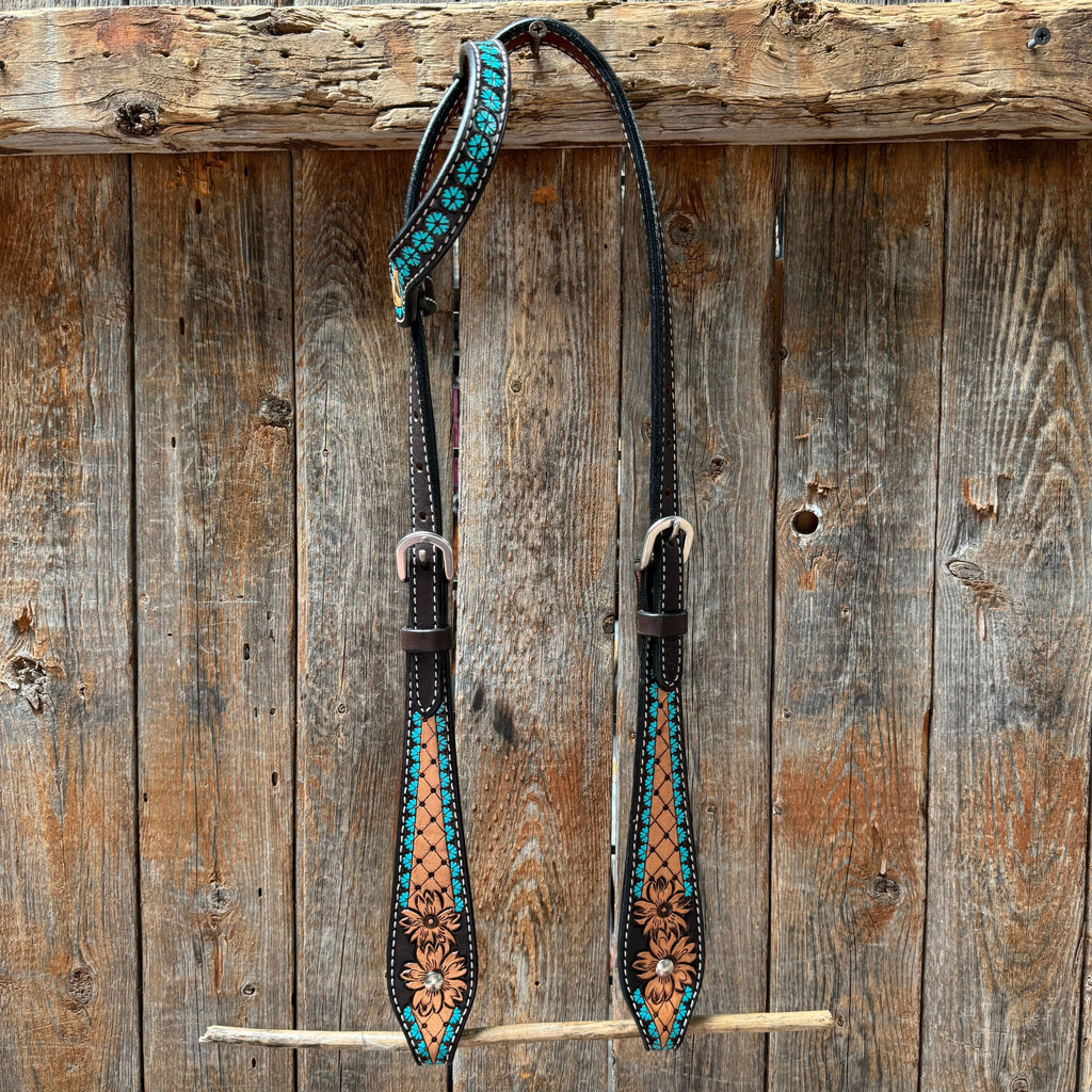 Multi Flower One Ear Headstall / Bridle #24379