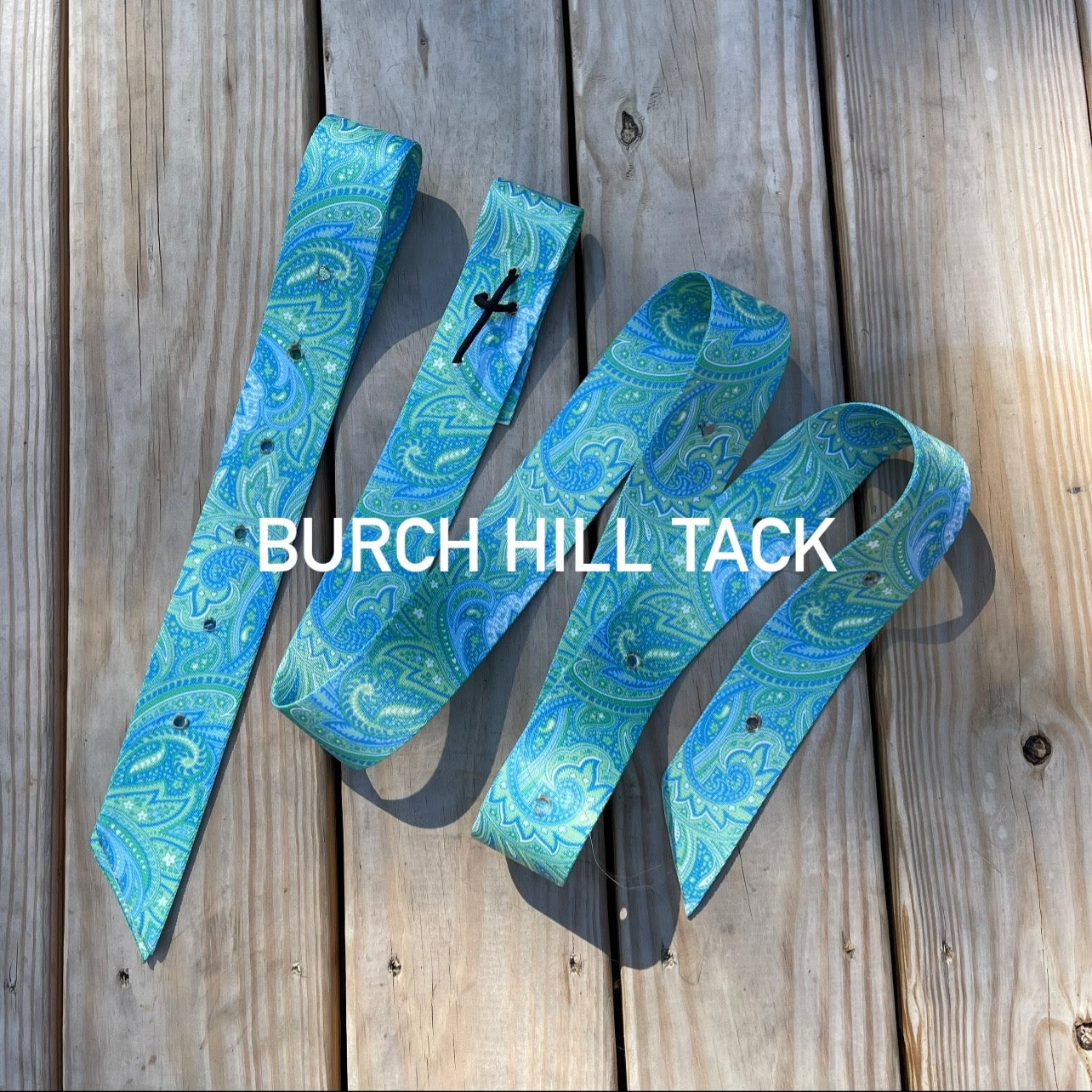 Nylon Patterned Tie Strap Set- Cinch Set- Green and blue pattern