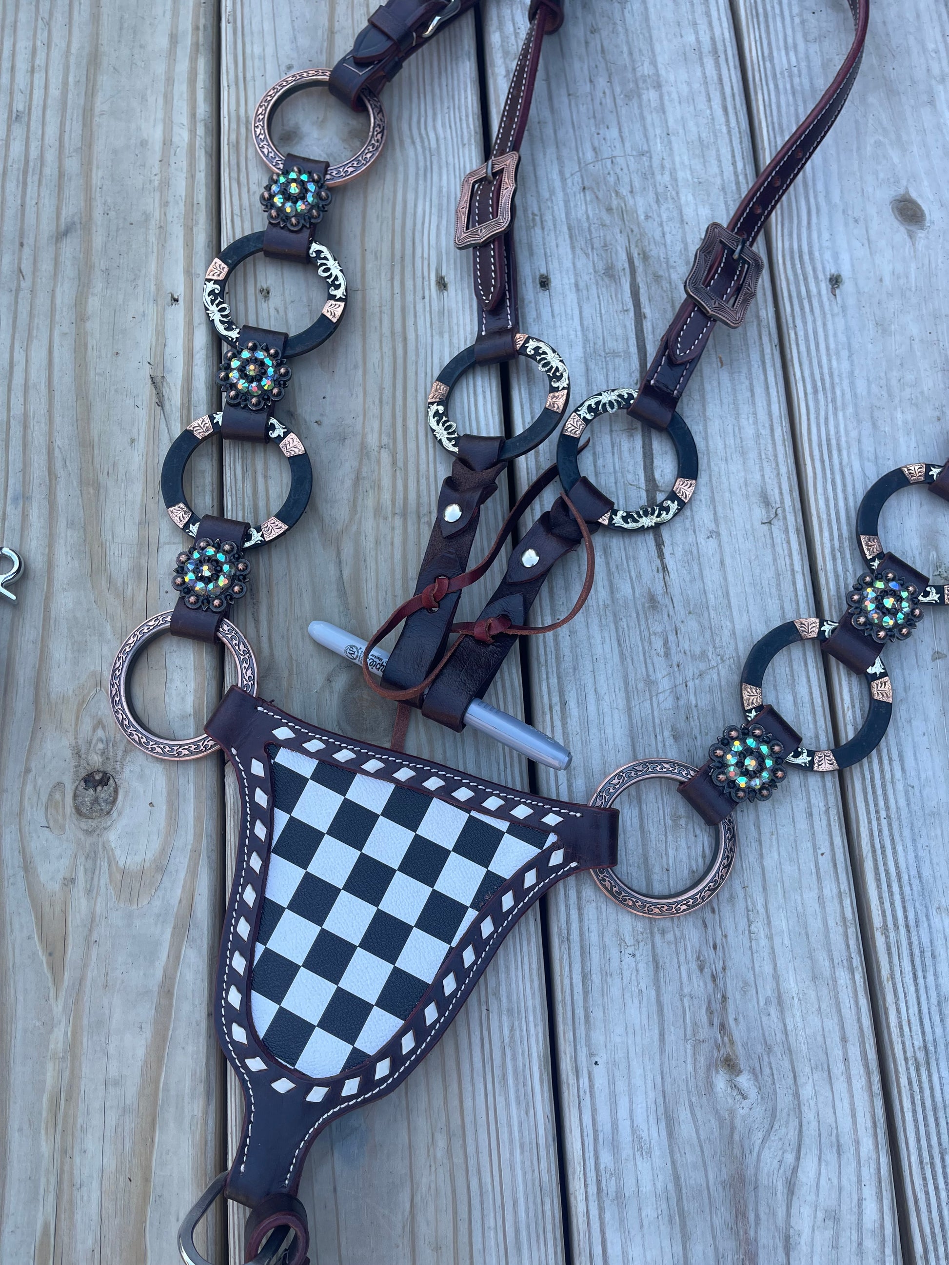 Made to order ring  black accent with one ear head stall