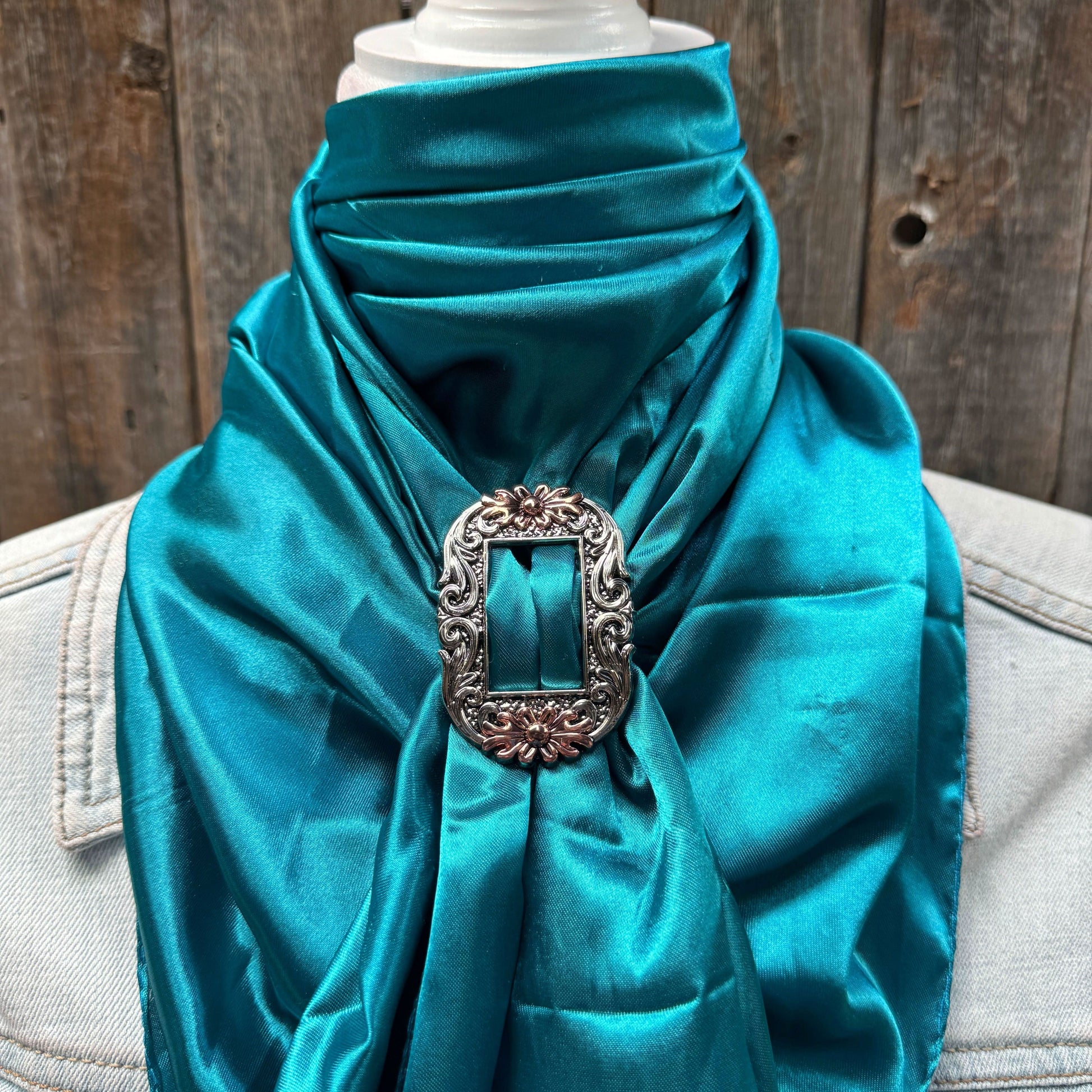 35X35" Solid Teal Wild Rag / Scarf WRS5 - Buckle Wild Rag Slides - Assorted