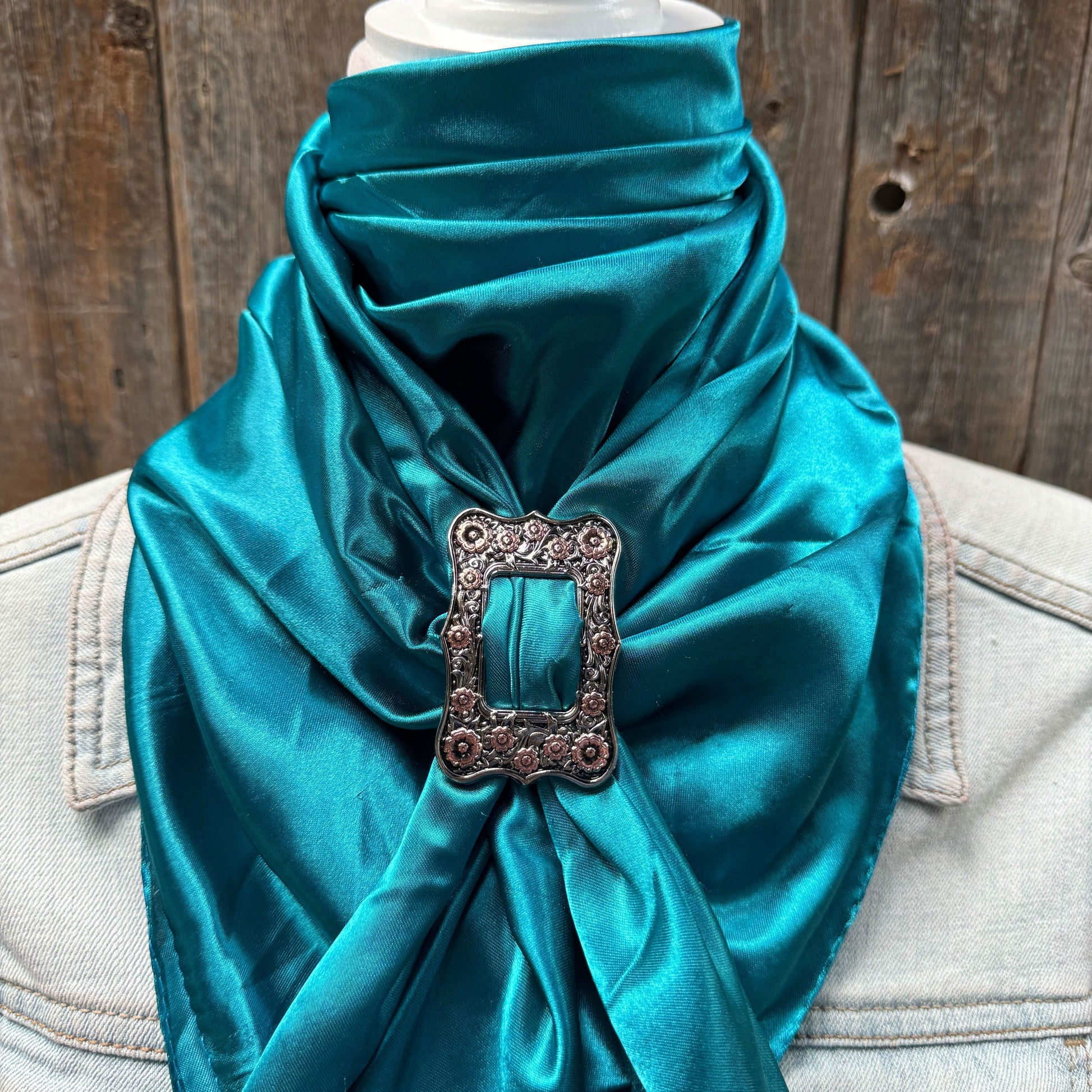 35X35" Solid Teal Wild Rag / Scarf WRS5 - Buckle Wild Rag Slides - Assorted