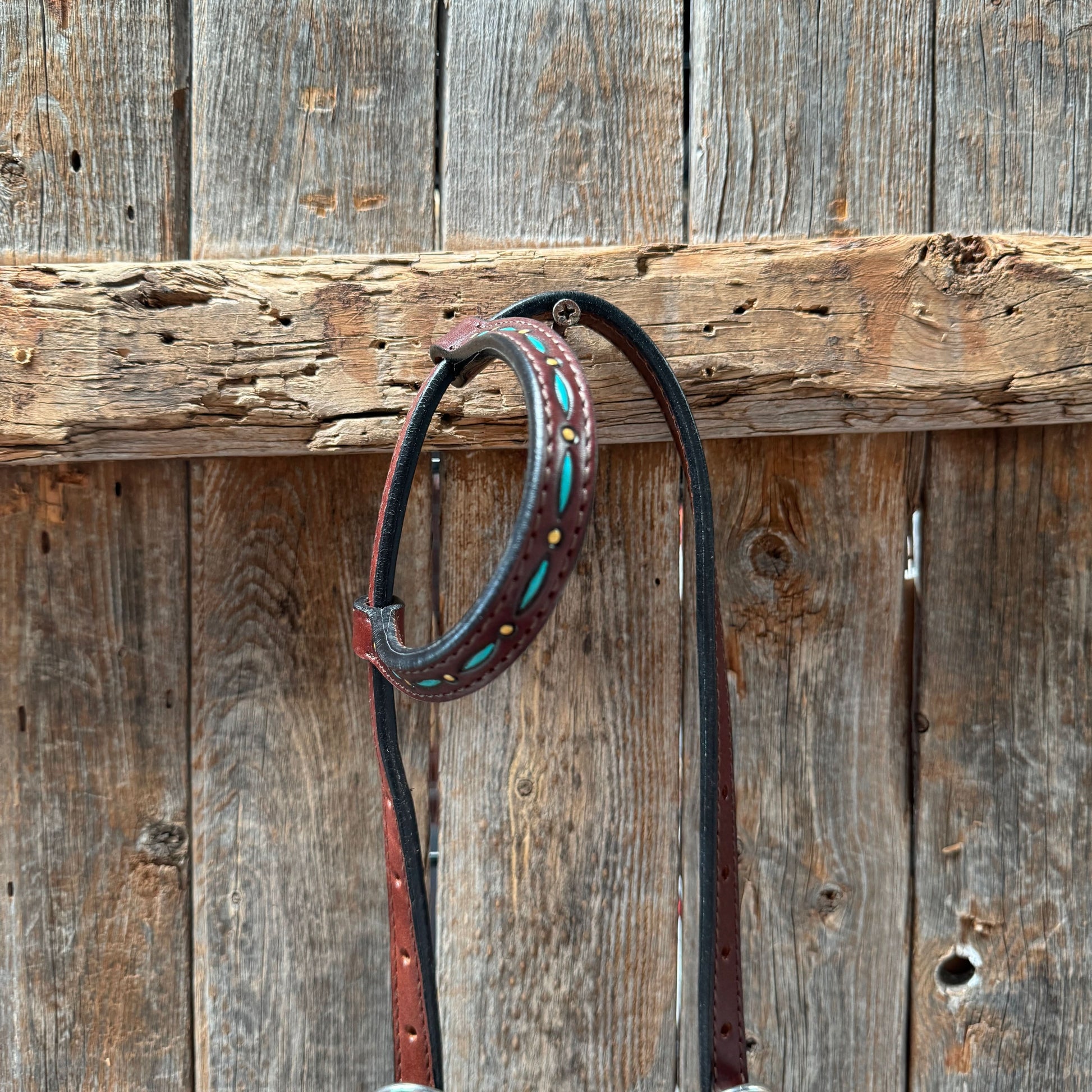 Dark Oil Hand Painted Antique Silver Turquoise Browband/One Ear and  Breastcollar Tack Set #BBBC555