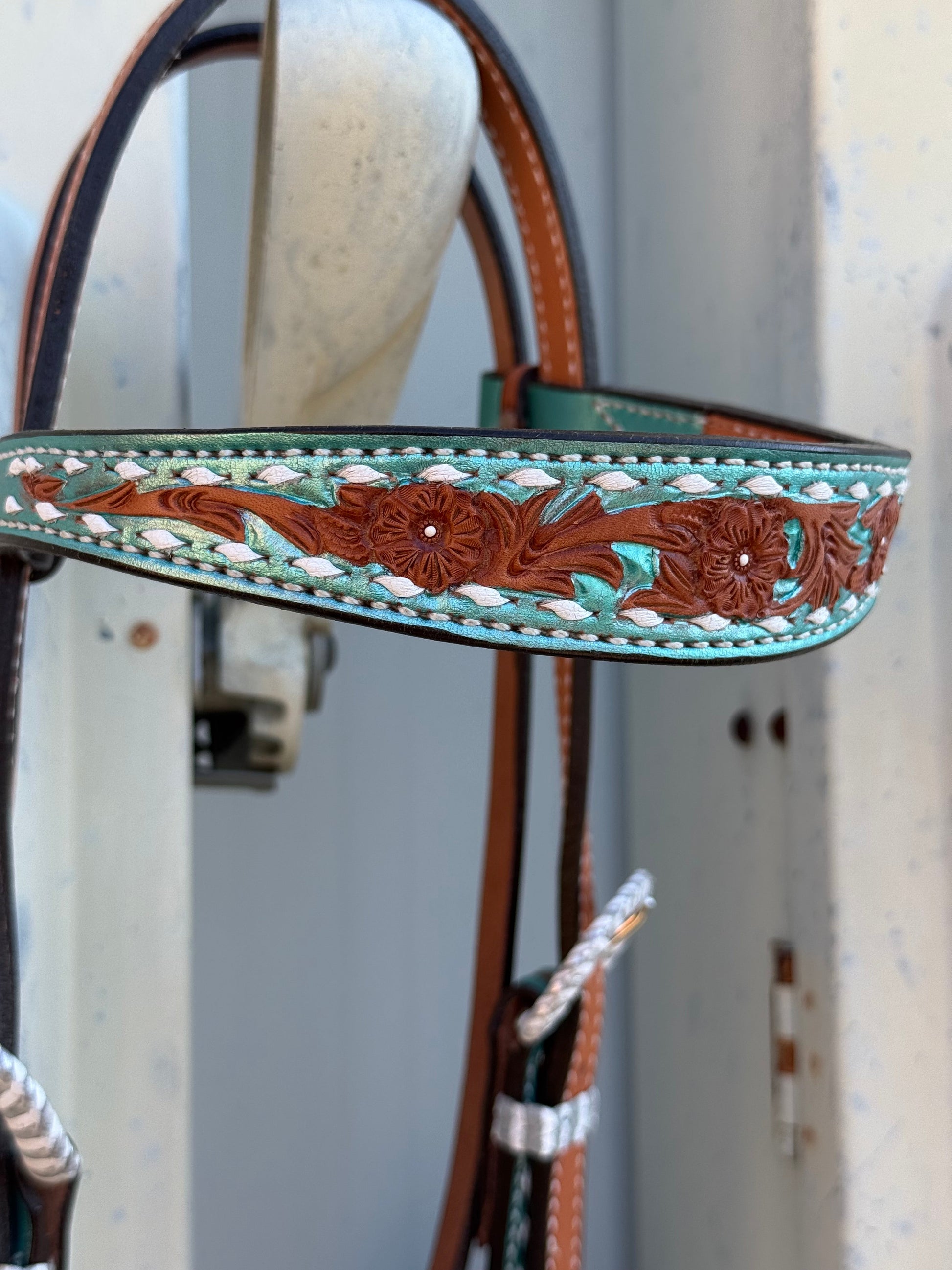 2800 - Turquoise shimmer collection 1 - 1/2"  Contour browband headstall