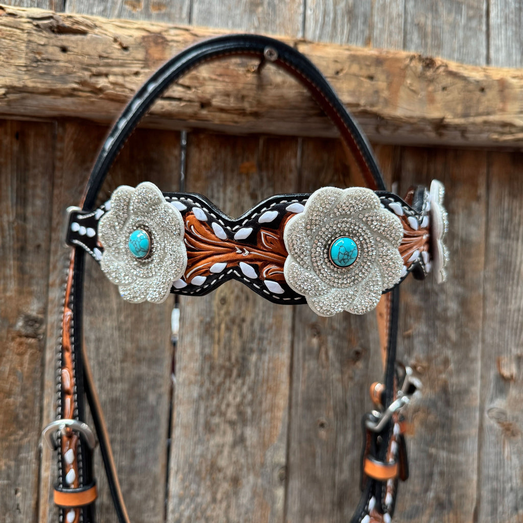 Classic Turquoise and Silver Browband Tack Set  #BBBC655