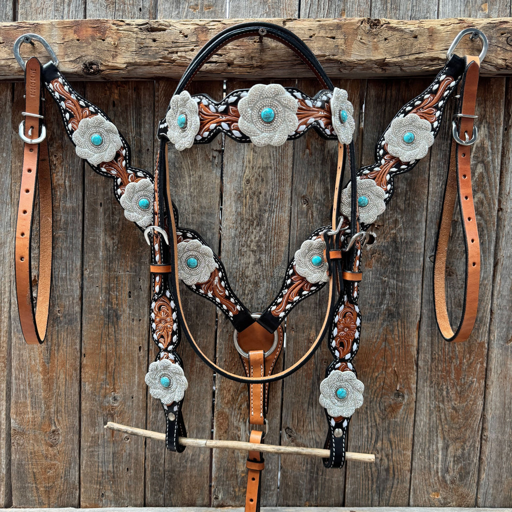 Classic Turquoise and Silver Browband Tack Set  #BBBC655