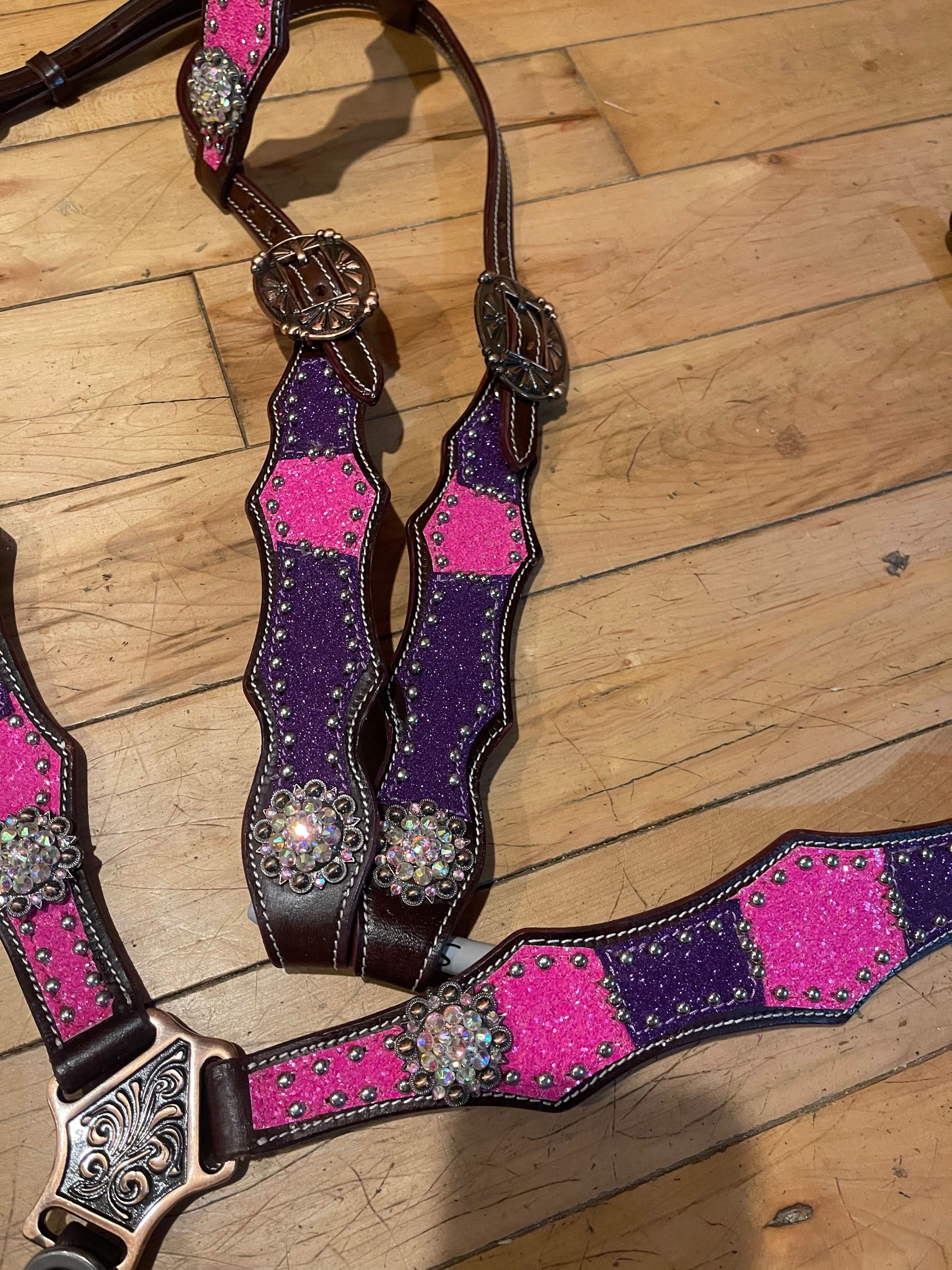 Made To Order Purple& Pink Western Horse Tack Set Headstall breastcollar