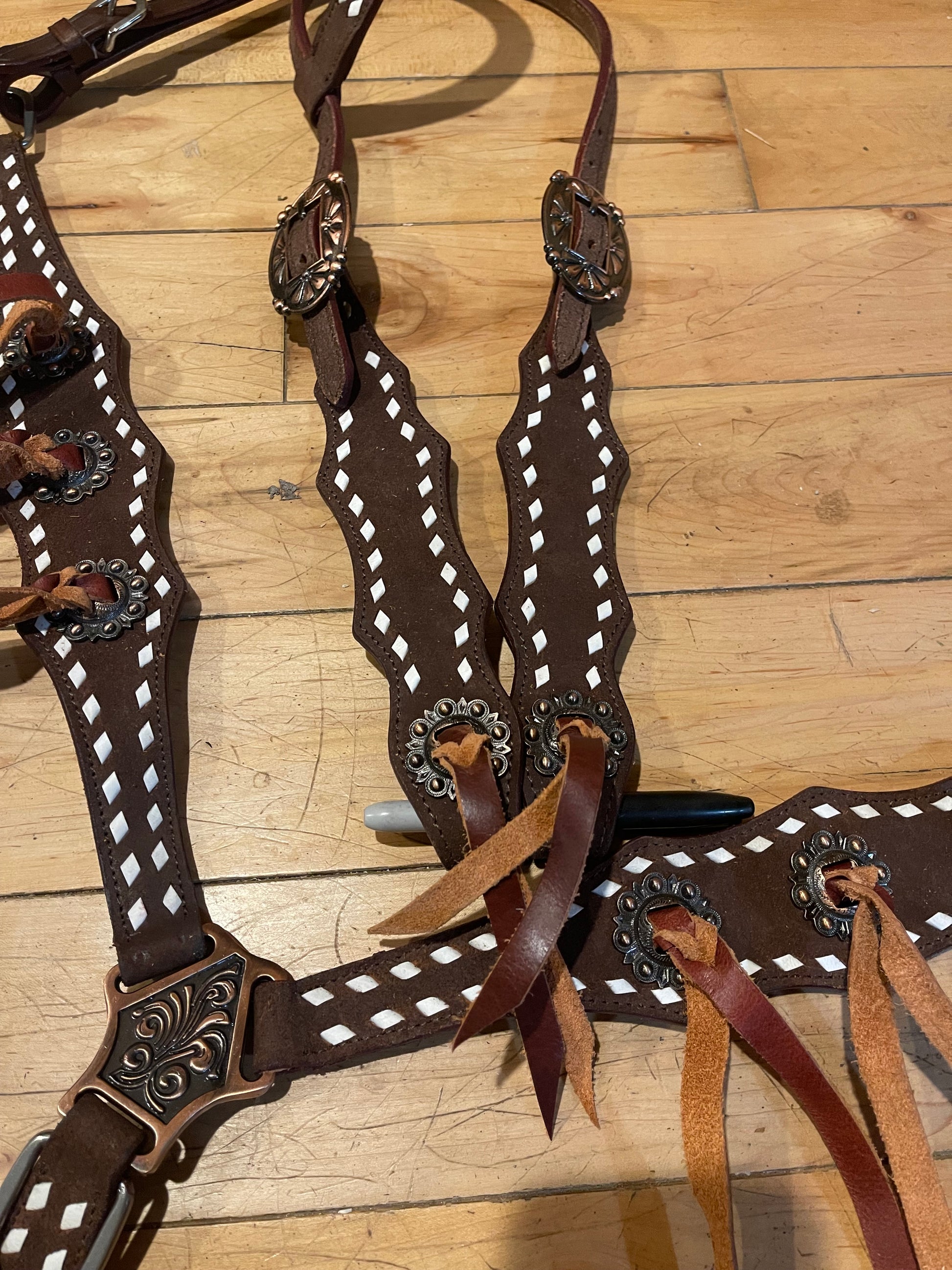 Made to Order Rough Out Western  Fringe Tack Set headstall breastplate