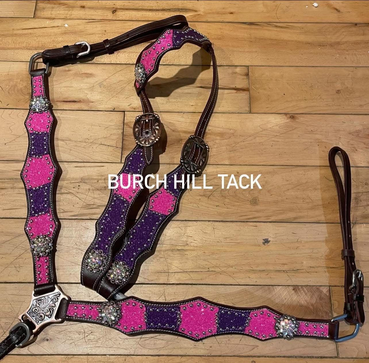 Made To Order Purple& Pink Western Horse Tack Set Headstall breastcollar
