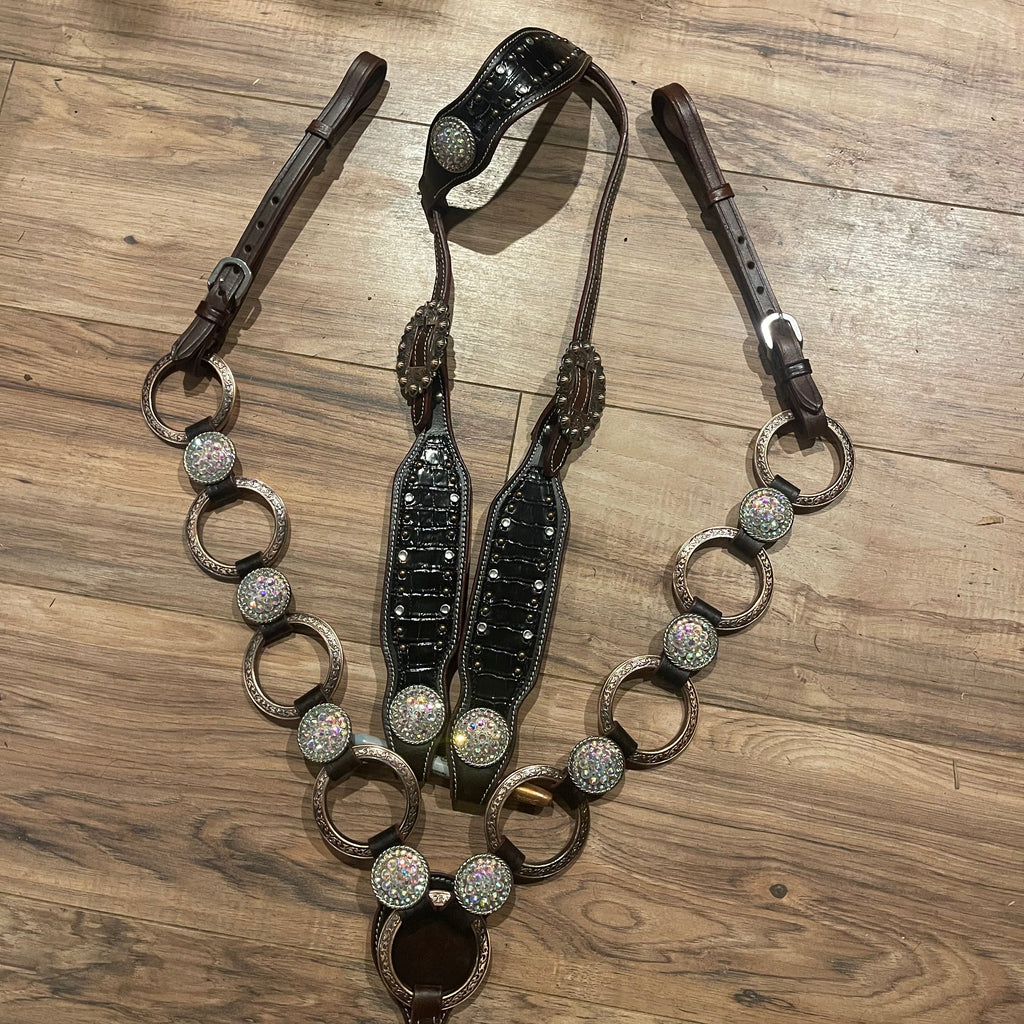 Western Tack Set - Ring Style with Black Alligator Accent (BHT025)