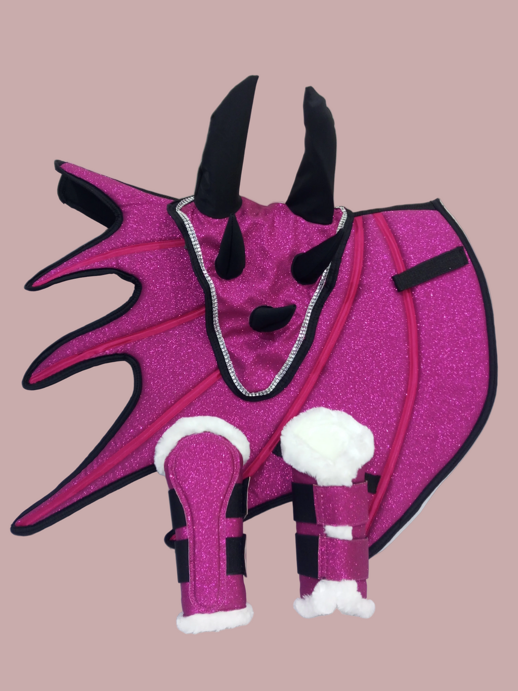 Pink Dragon Saddle Pad Set with Ear Bonnet & Boots