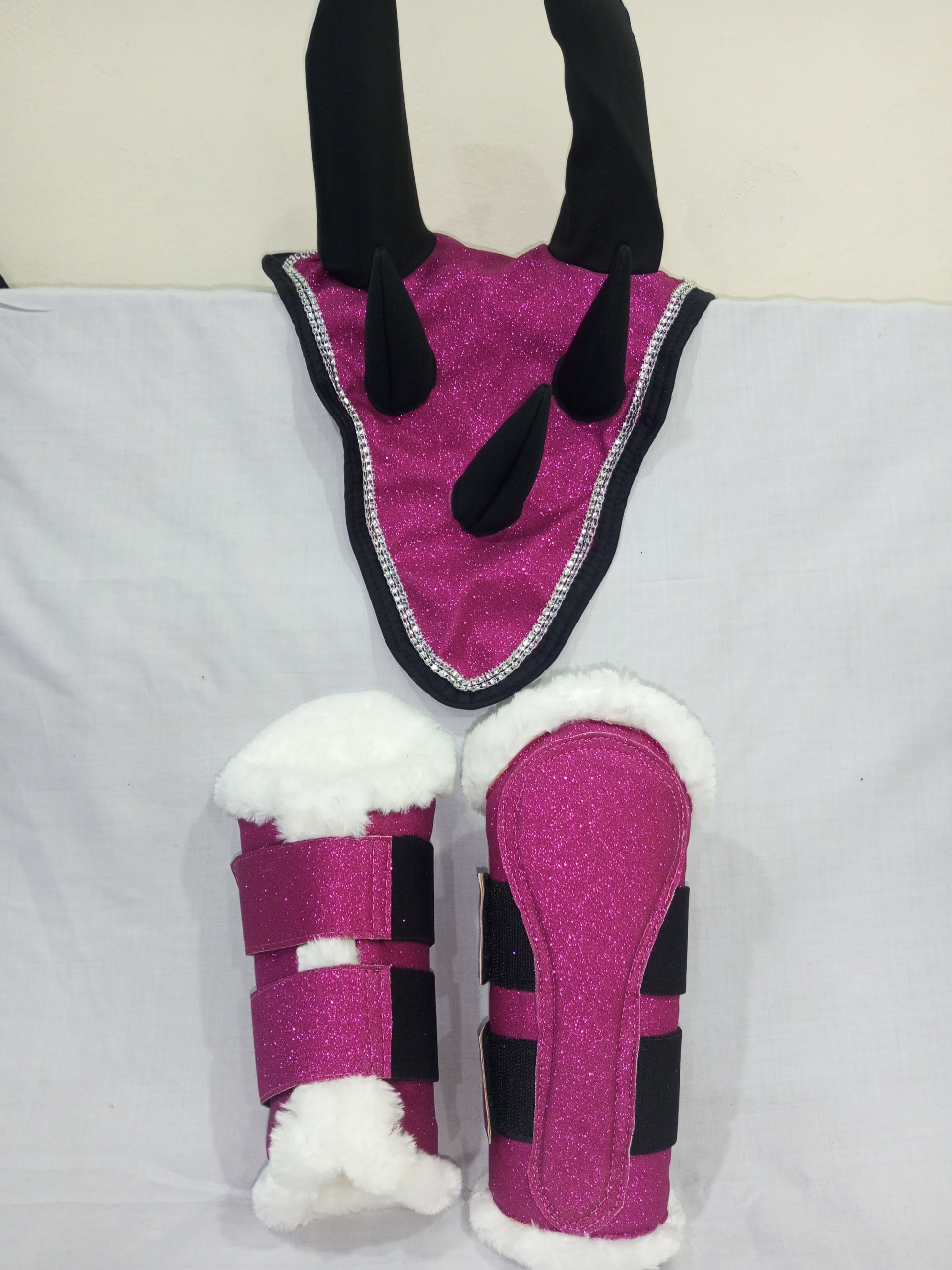 Pink Dragon Saddle Pad Set with Ear Bonnet & Boots