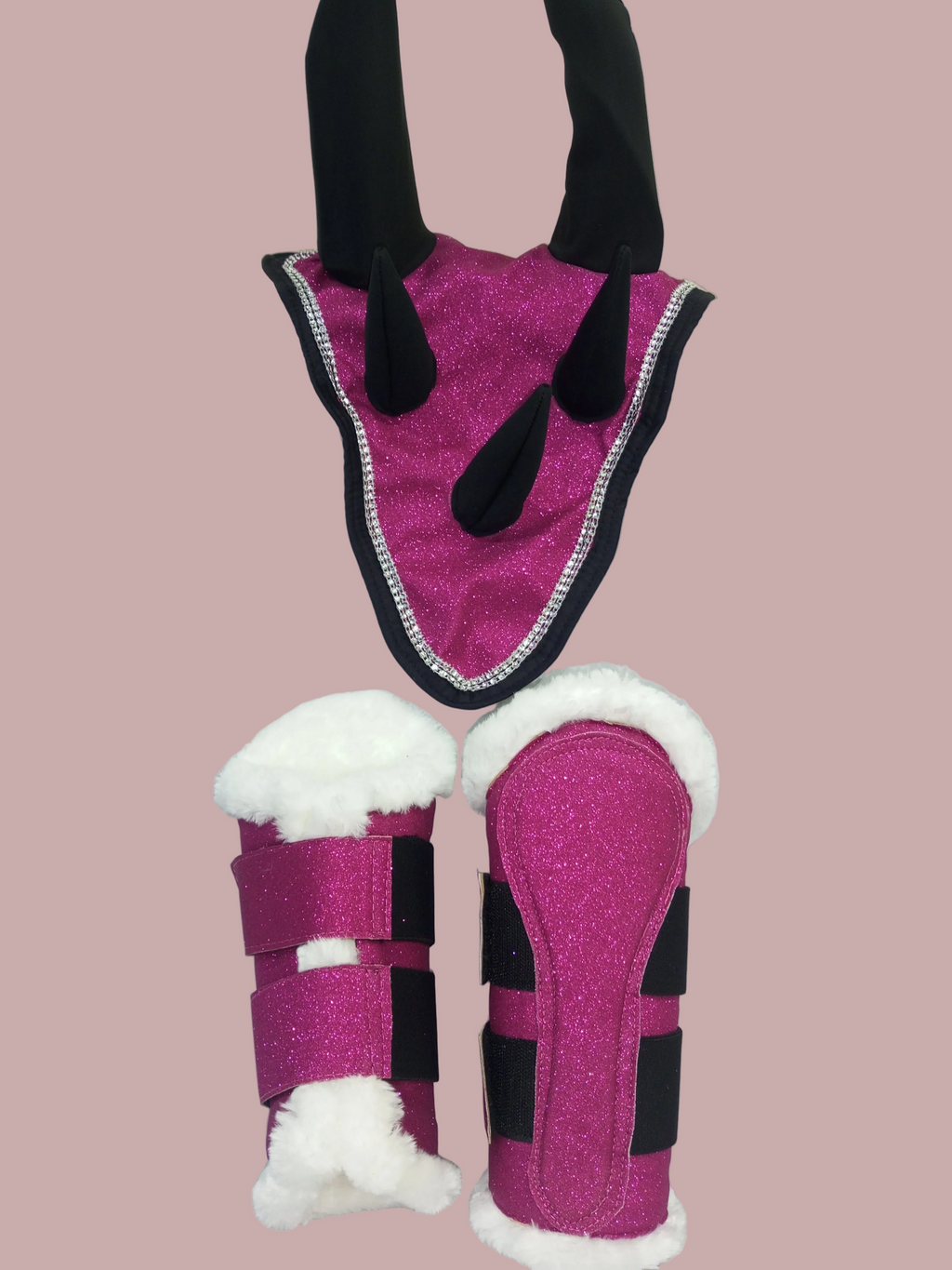 Pink Dragon Saddle Pad Set with Ear Bonnet & Boots