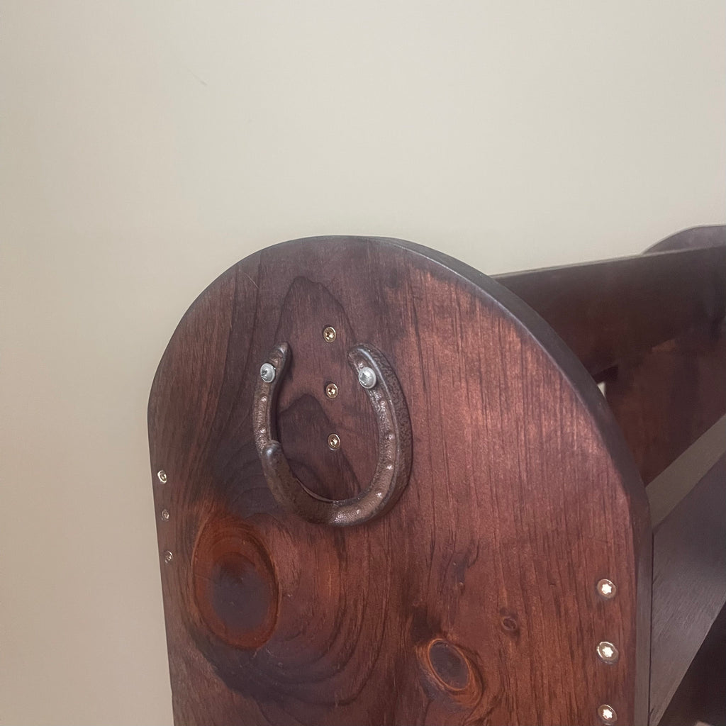 Handcrafted Wooden Saddle Stand | Premium Solid Wood Saddle Rack | Elegant Tack Room Storage for Western & English Saddles- mahogany