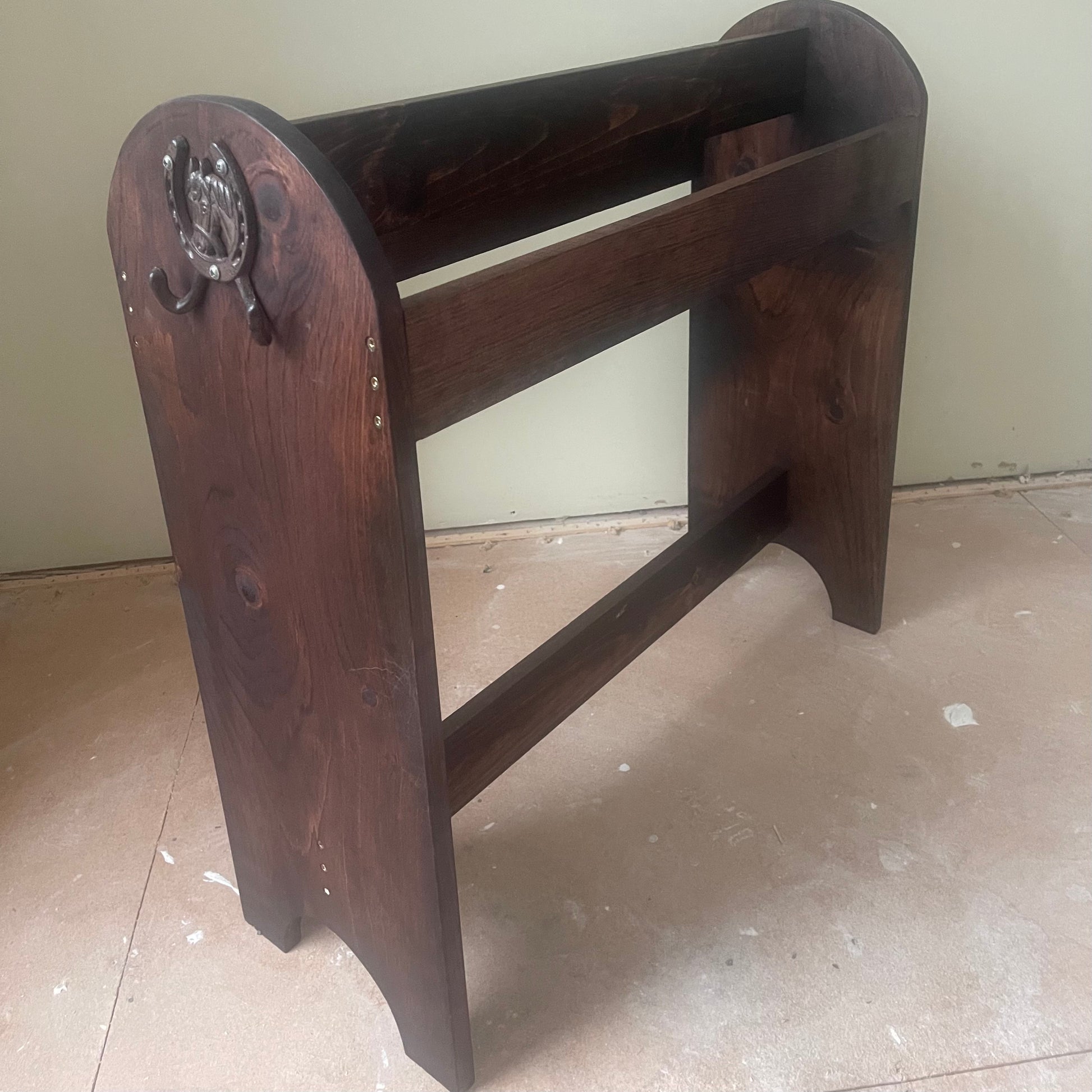 Handcrafted Wooden Saddle Stand | Premium Solid Wood Saddle Rack | Elegant Tack Room Storage for Western & English Saddles- mahogany