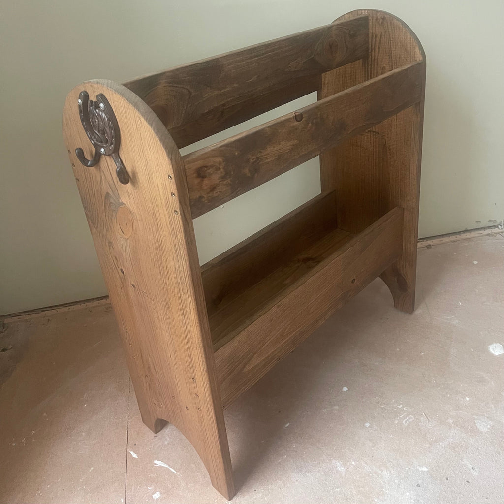 Handcrafted Wooden Saddle Stand | Premium Solid Wood Saddle Rack | Elegant Tack Room Storage for Western & English Saddles- Old English