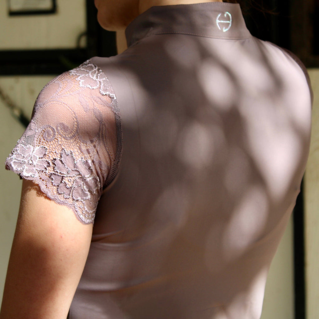Tara Short Sleeve Lace Competition Shirt - Taupe
