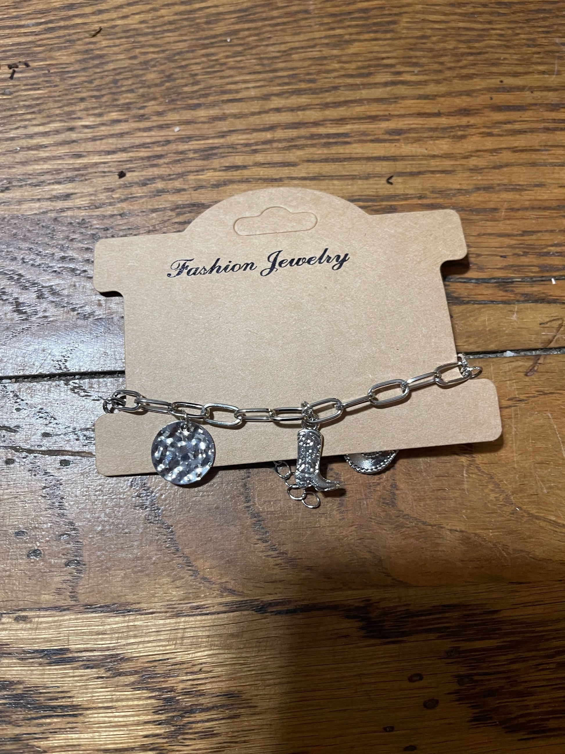 Geometric Pendant Bracelet- silver