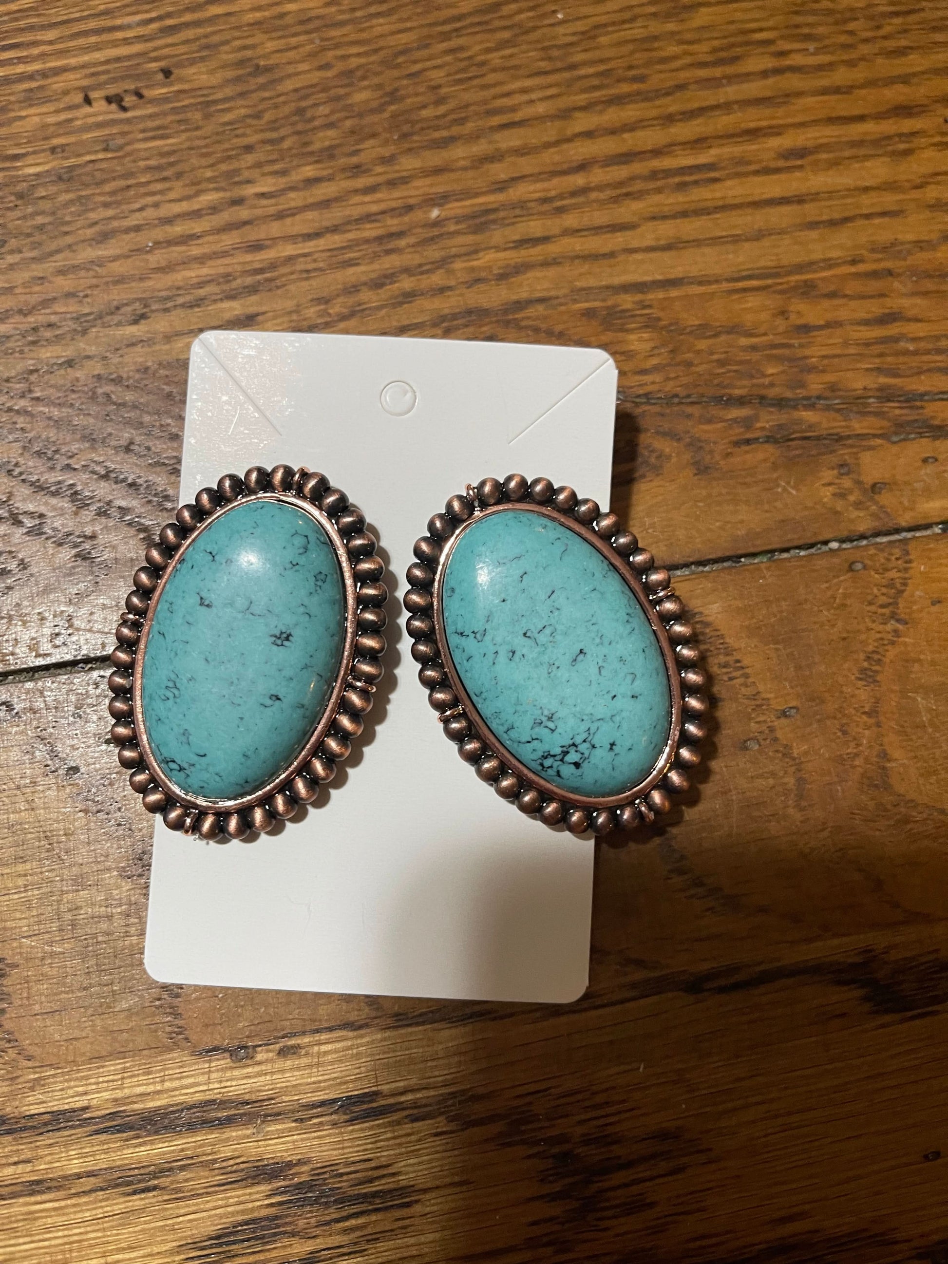 Antique Large Round Turquoise Earrings
