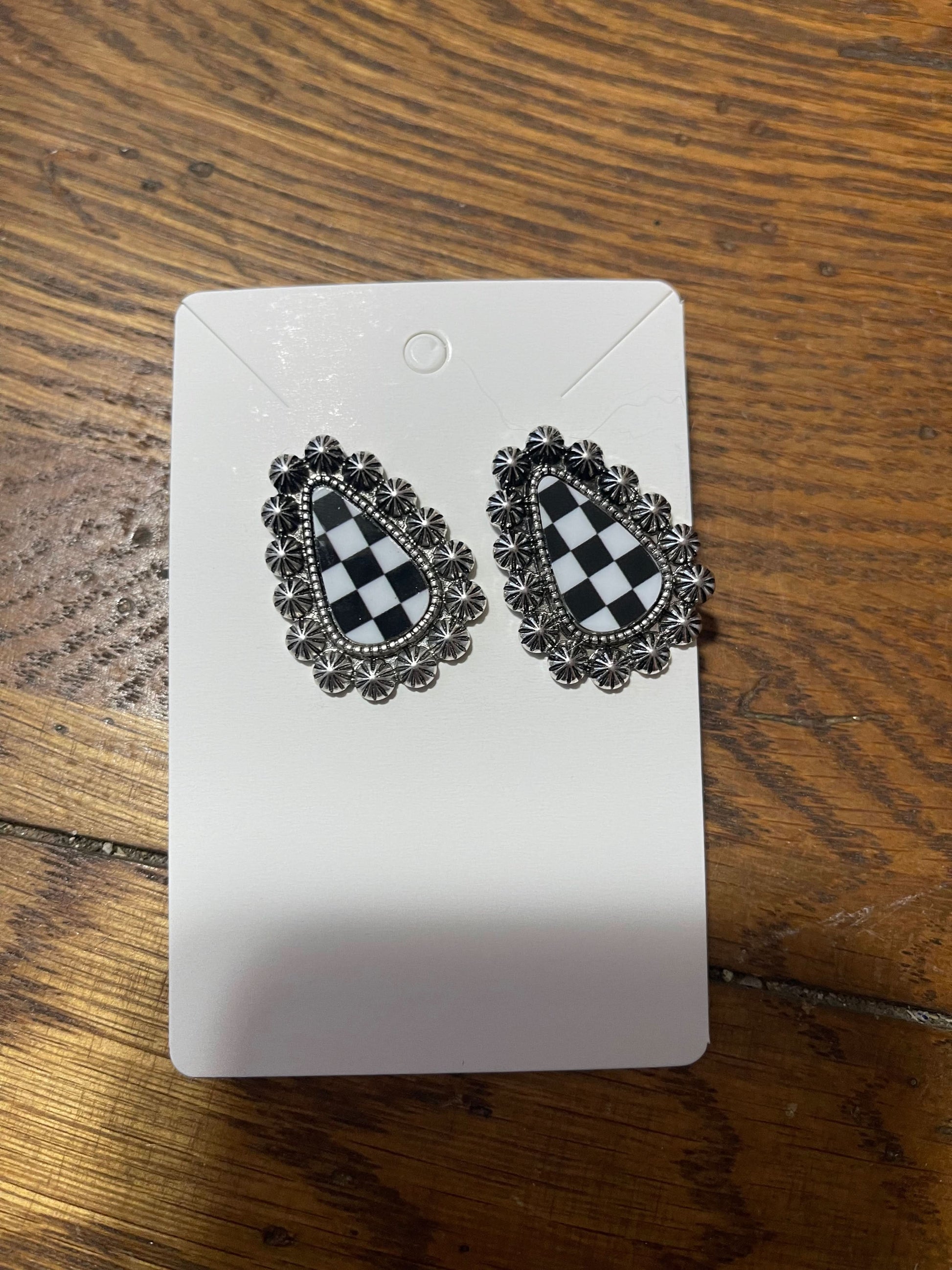 vintage checker earrings