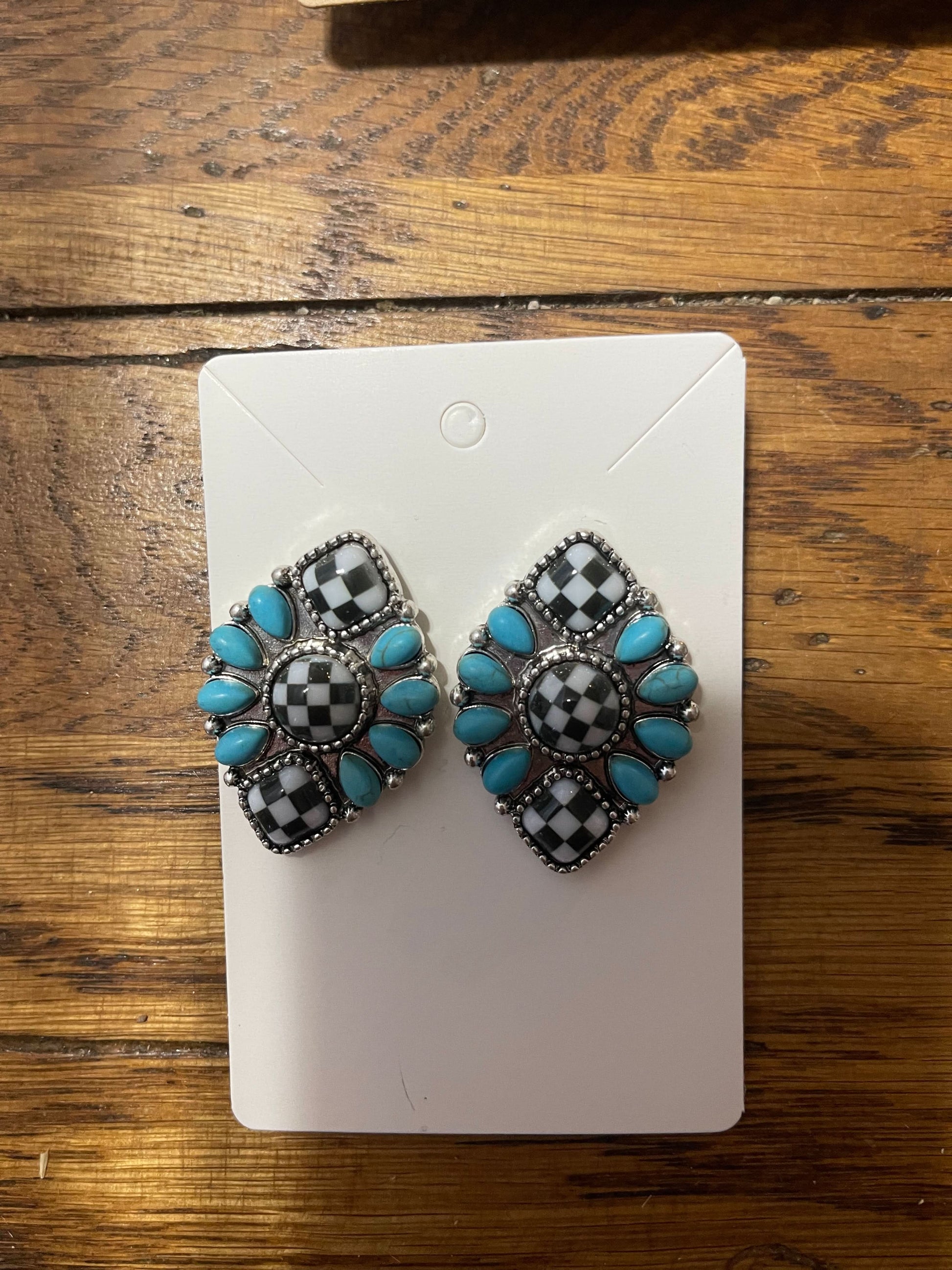 Blue Checker earrings
