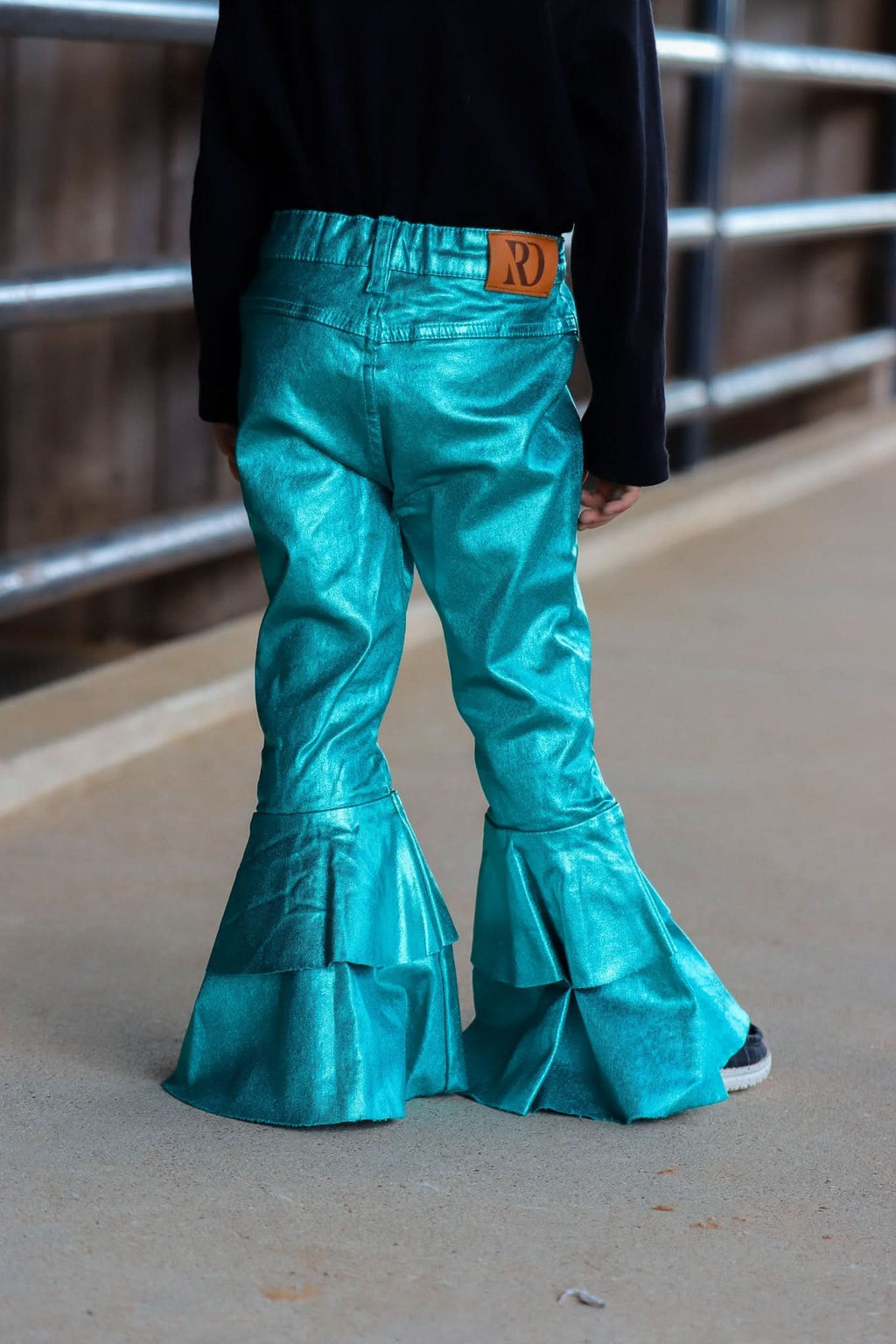 TURQUOISE METALLIC RUFFLE BELLS (INFANT & TODDLER)