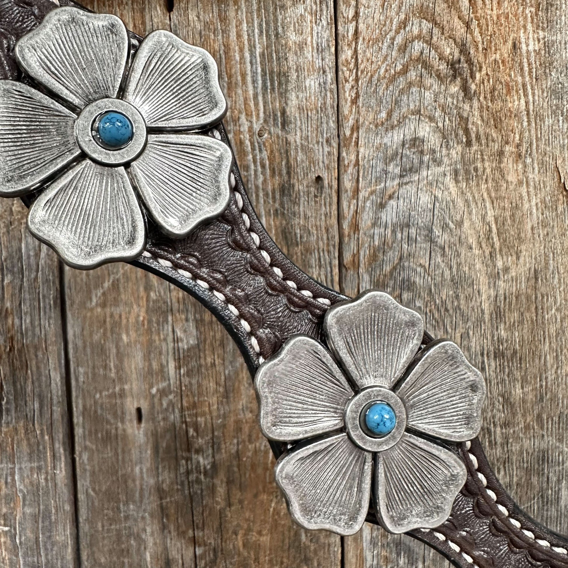 Dark Oil Silver Flower Breastcollar #BC120