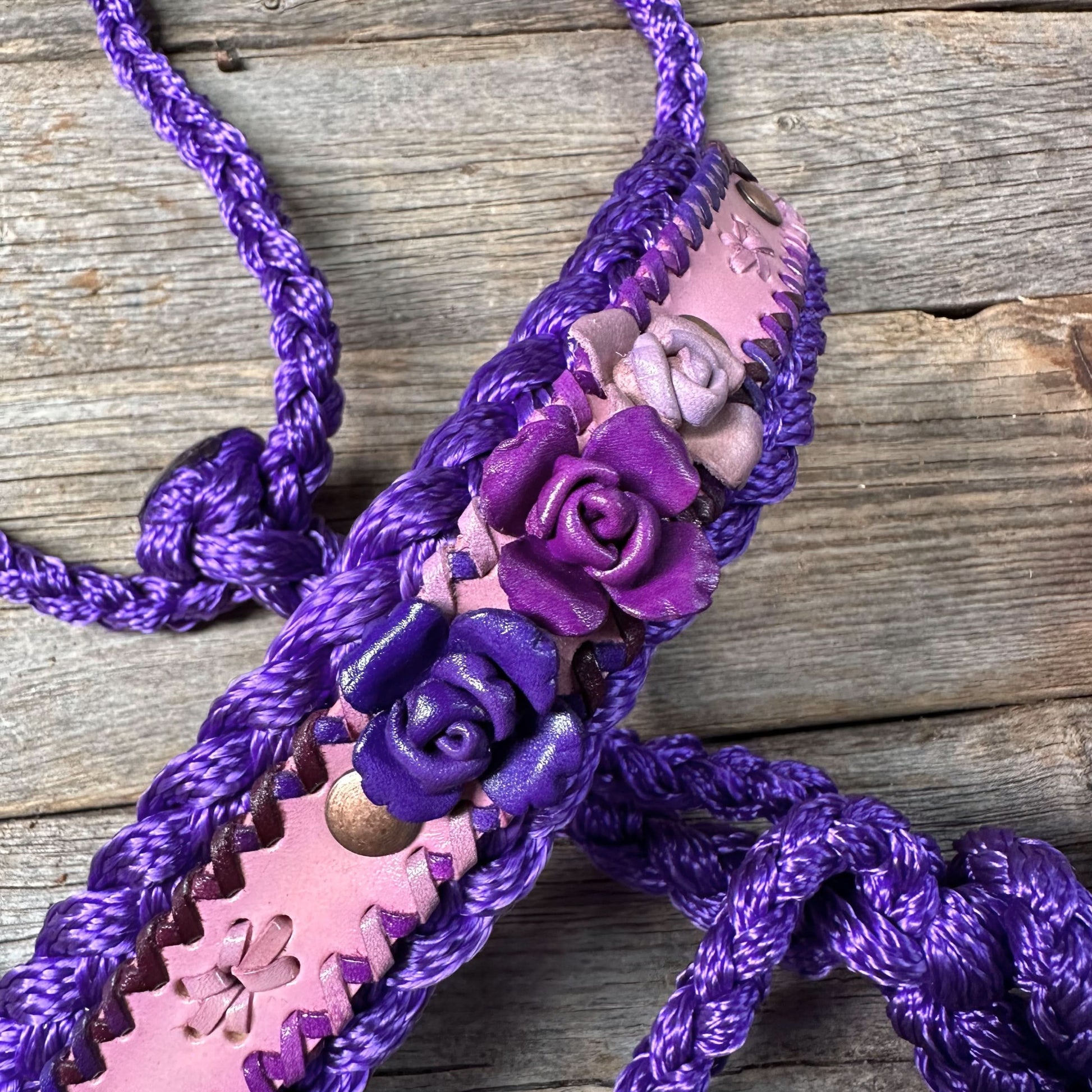 Purple Mule Tape Halter - Purple Roses #MT222