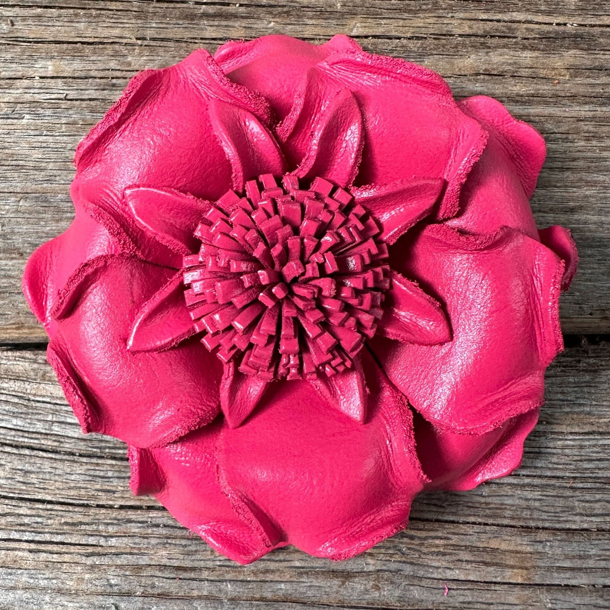 Neon Pink Gardenia Leather Flower